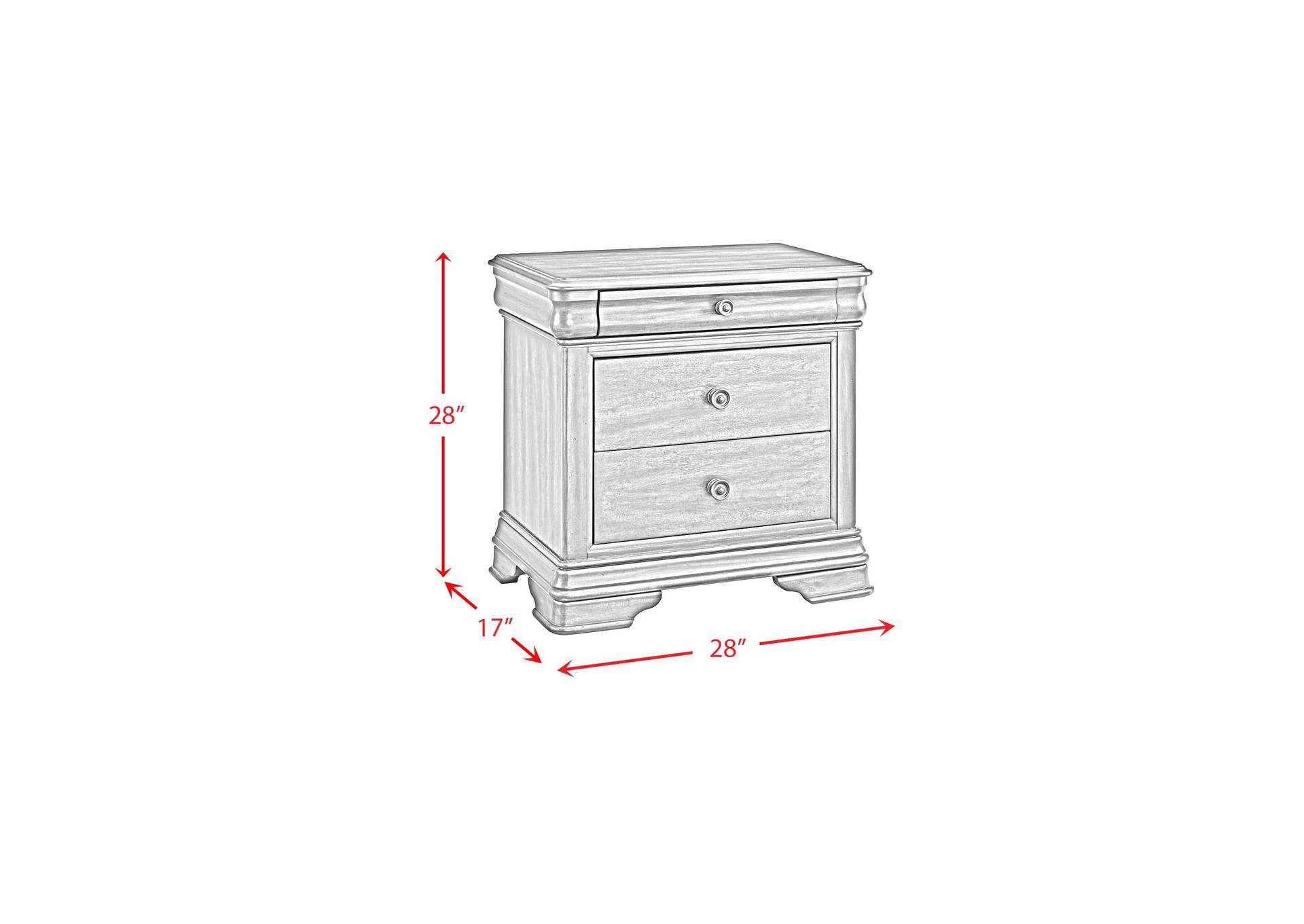 Phillipe 3 - Drawer Nightstand With USB In Cherry image 6