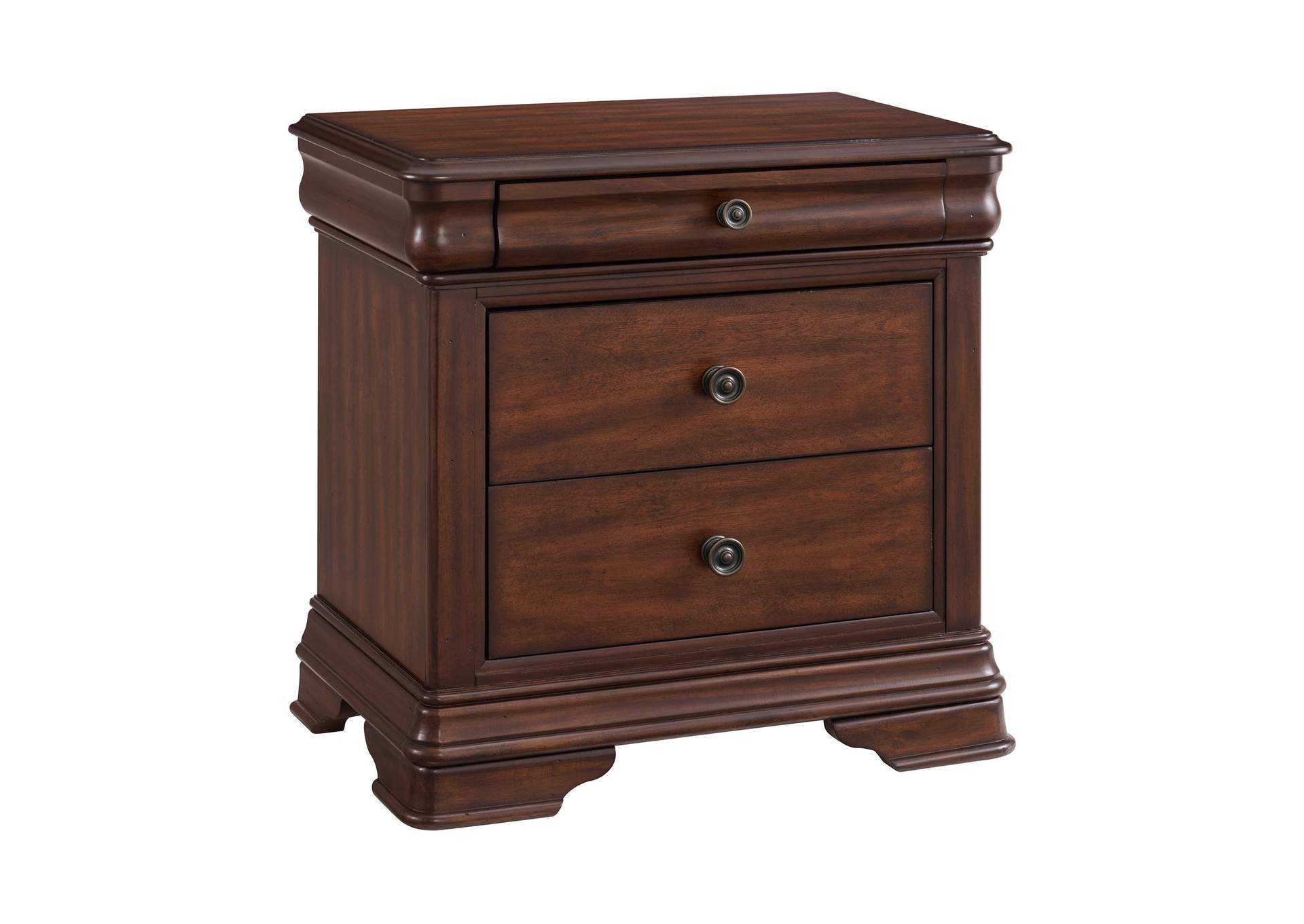 Phillipe 3 - Drawer Nightstand With USB In Cherry image 8