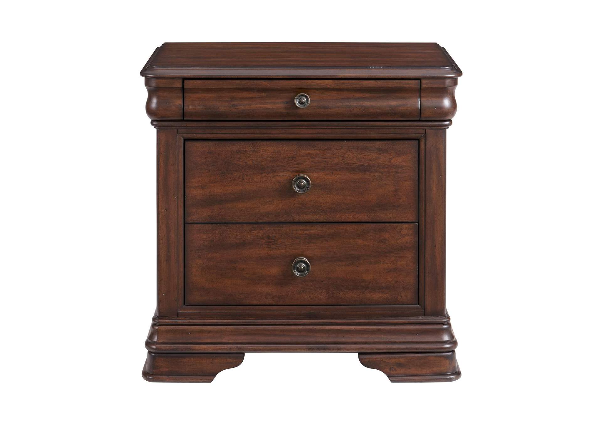 Phillipe 3 - Drawer Nightstand With USB In Cherry image 9