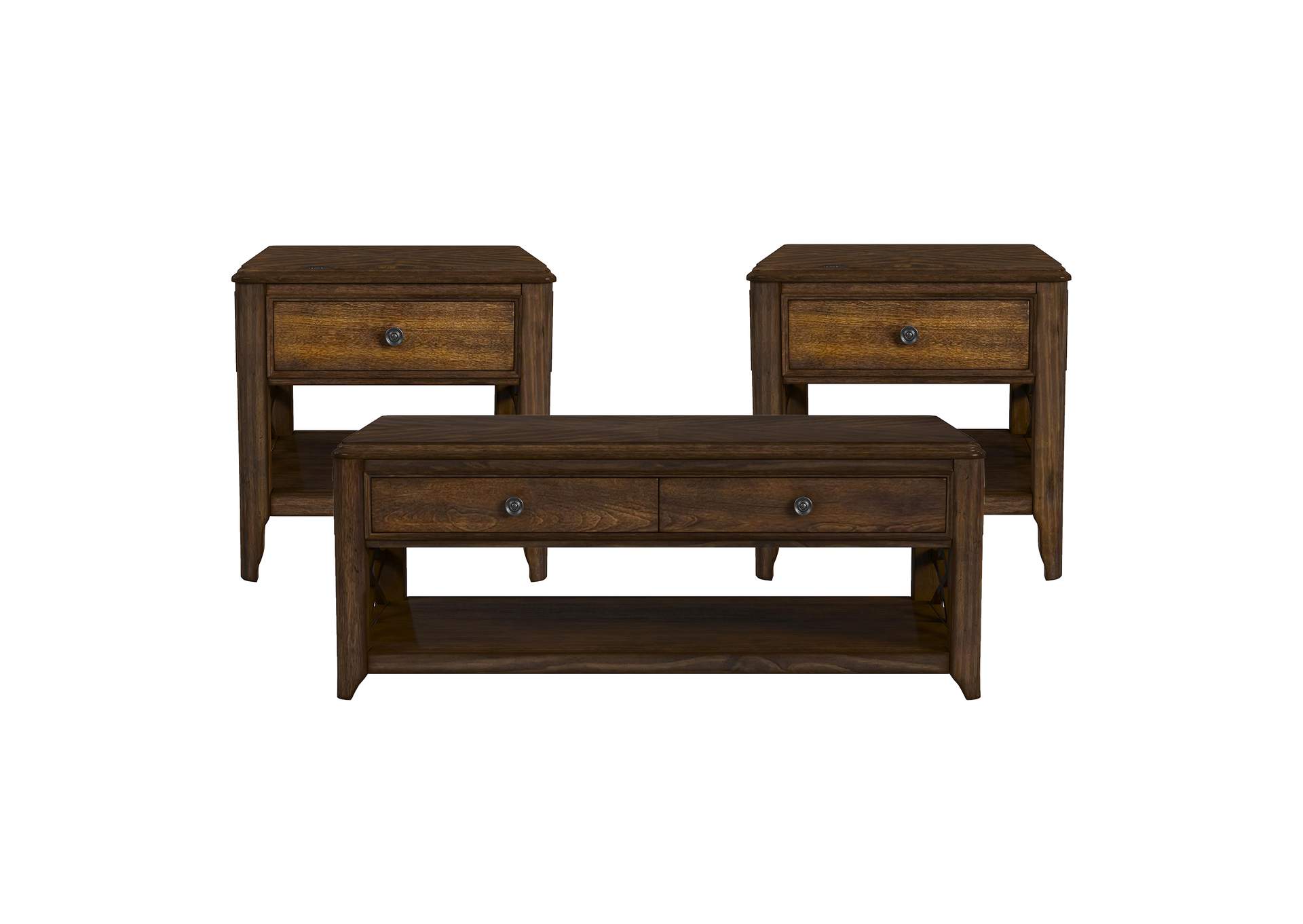 Phillipe 3 Piece Occasional Table Set In Cherry - Coffee Table Two End Table image 5