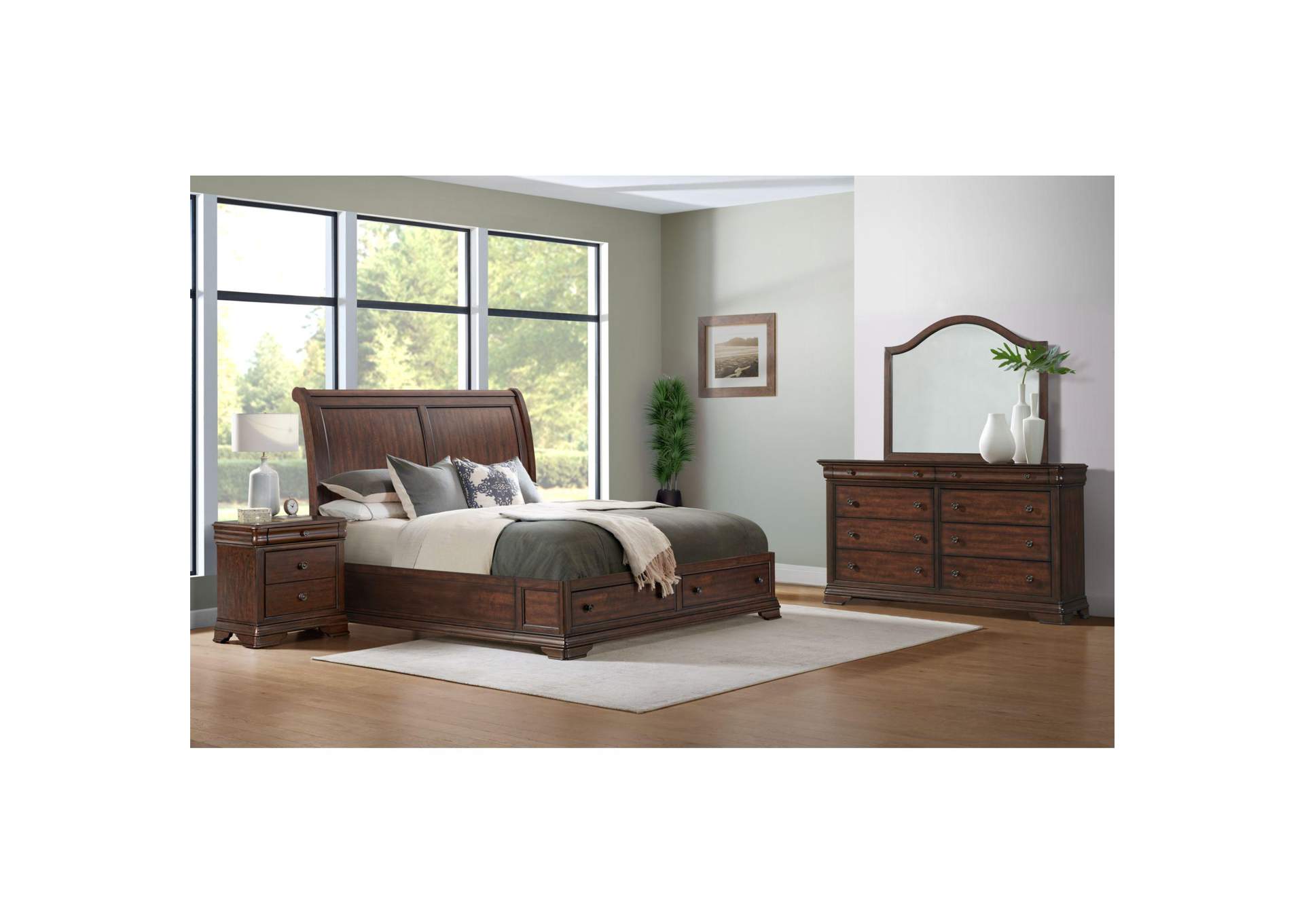 Phillipe 3 - Drawer Nightstand With USB In Cherry image 1