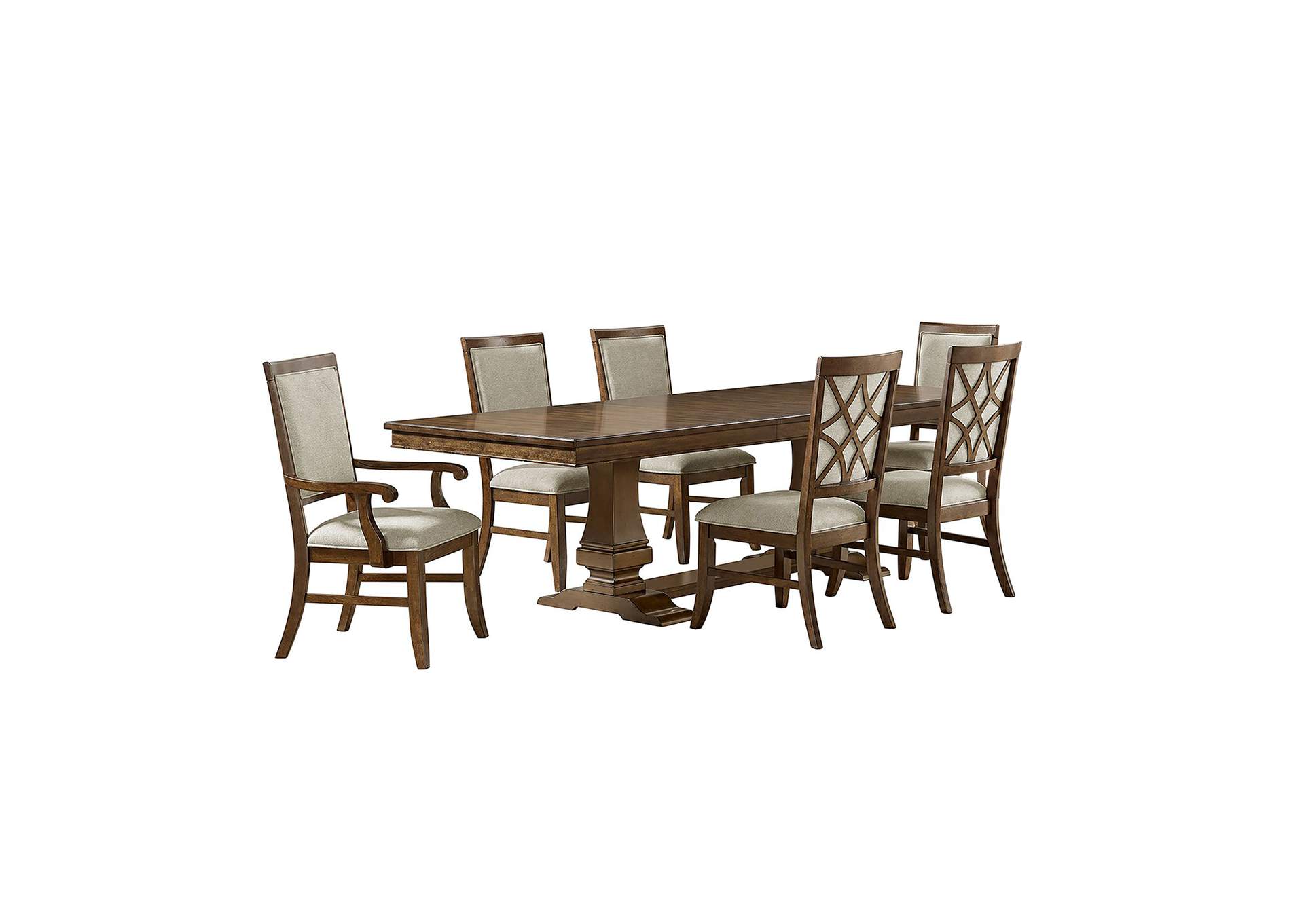Phillipe 7 Piece Standard Height Dining Set In Cherry - Table Four Chairs And Two Arm Chairs image 16