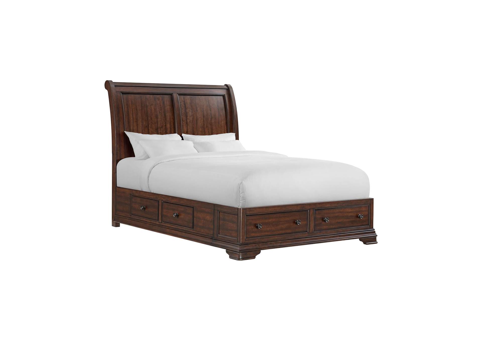 Phillipe Queen Bed With Footboard And Rail Storage In Cherry image 3
