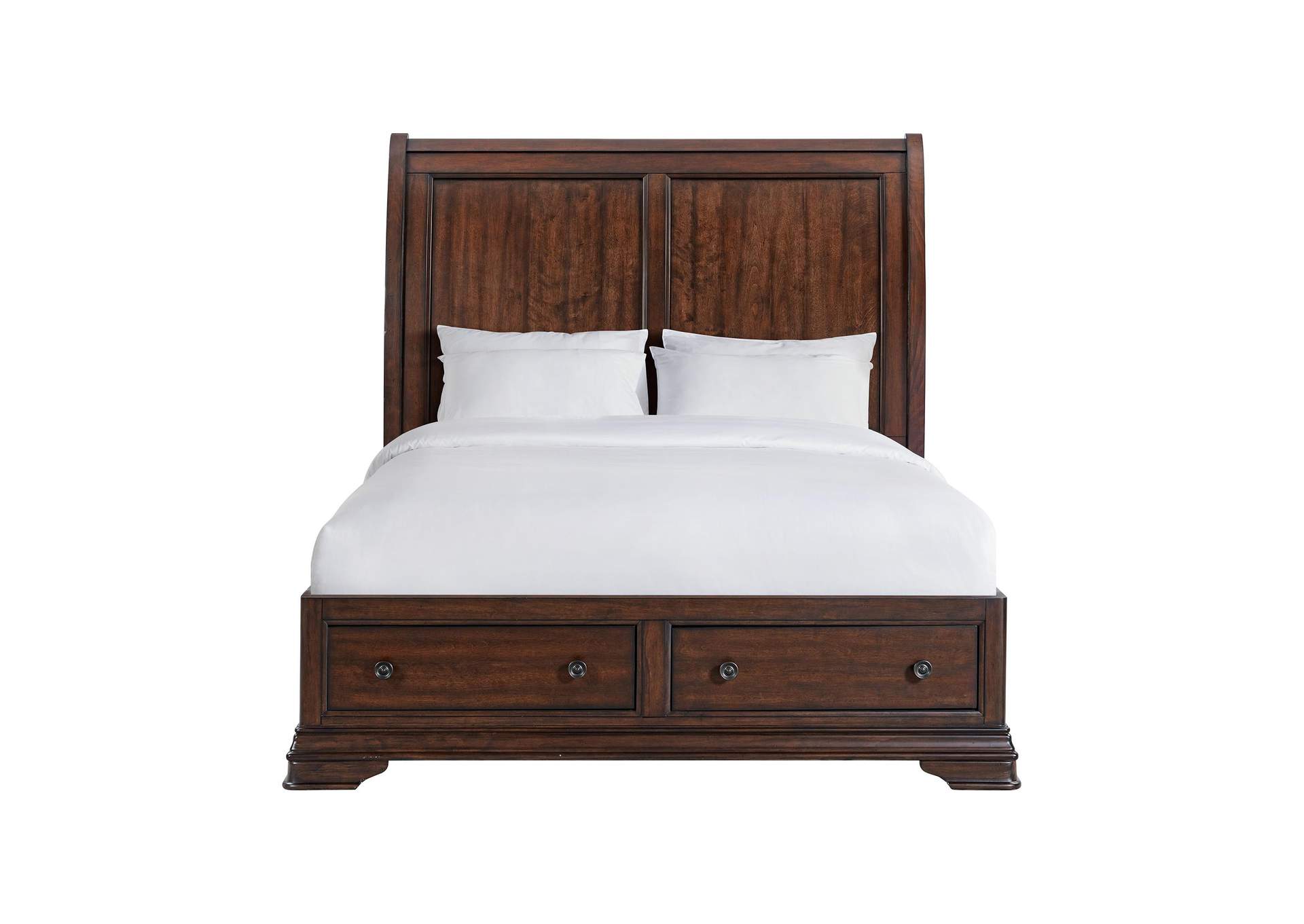 Phillipe Queen Bed With Footboard And Rail Storage In Cherry image 4