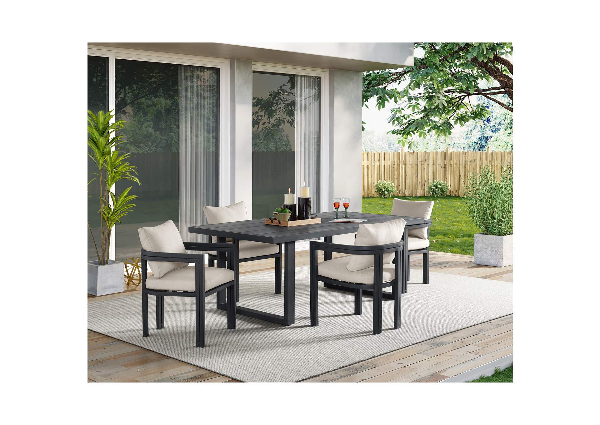 Playa 5 Piece Standard Height Dining Set In Dark Grey - Table And Four Chairs image 1