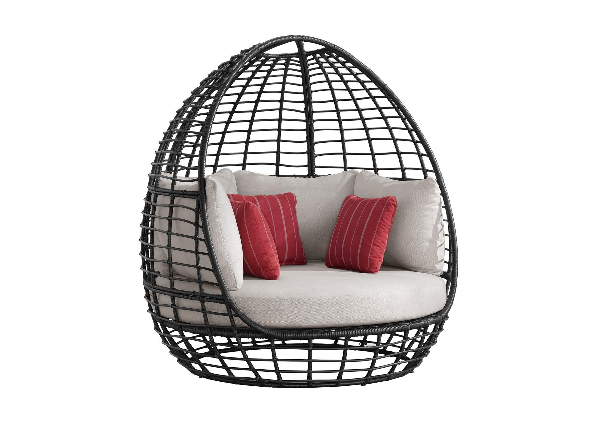 Playa Twin Egg Chair - Dark Grey And Olefin Beige With 3 Pillows image 3