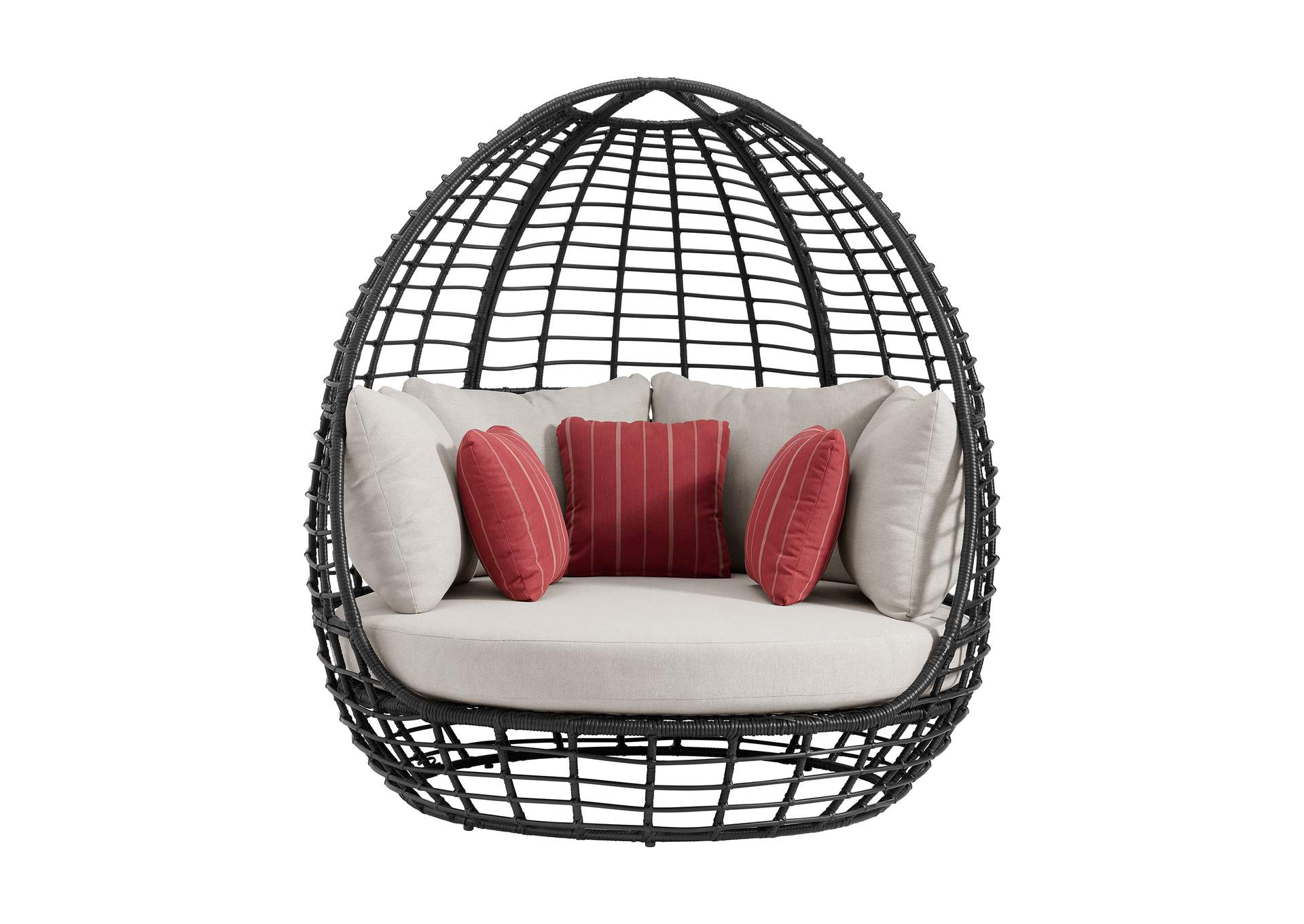 Playa Twin Egg Chair - Dark Grey And Olefin Beige With 3 Pillows image 4