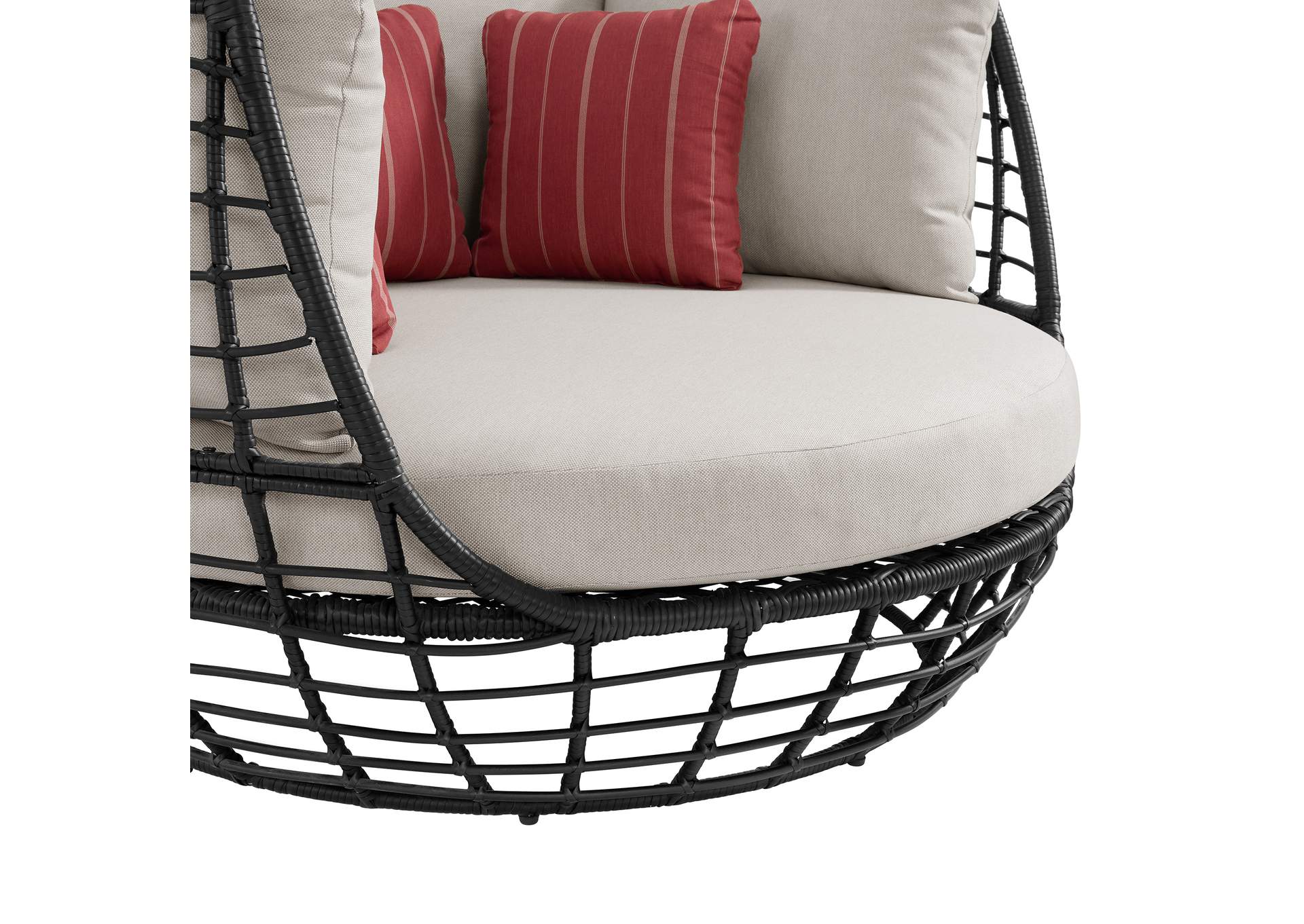 Playa Twin Egg Chair - Dark Grey And Olefin Beige With 3 Pillows image 6