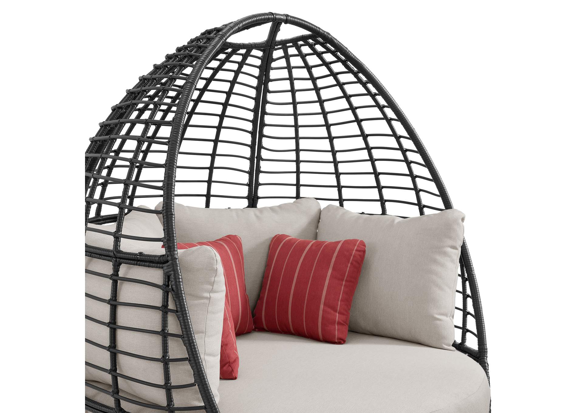 Playa Twin Egg Chair - Dark Grey And Olefin Beige With 3 Pillows image 5