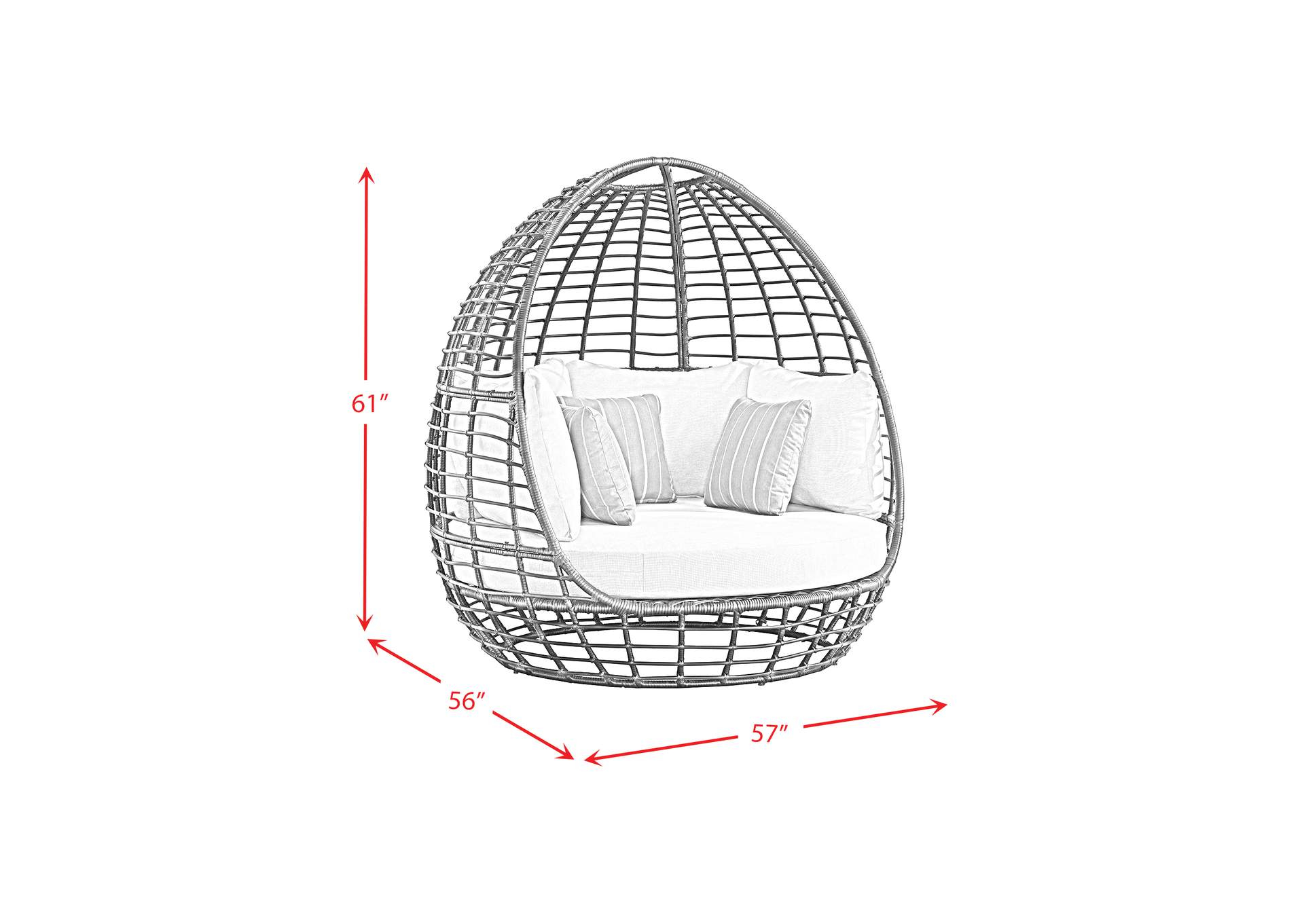 Playa Twin Egg Chair - Dark Grey And Olefin Beige With 3 Pillows image 7