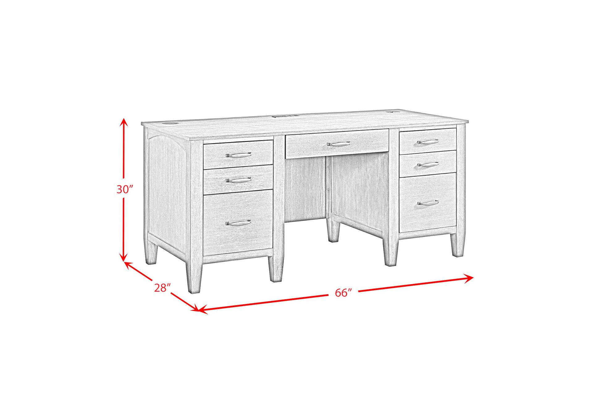Portico Double Pedestal Desk With Power - USB In Brown Oak image 9