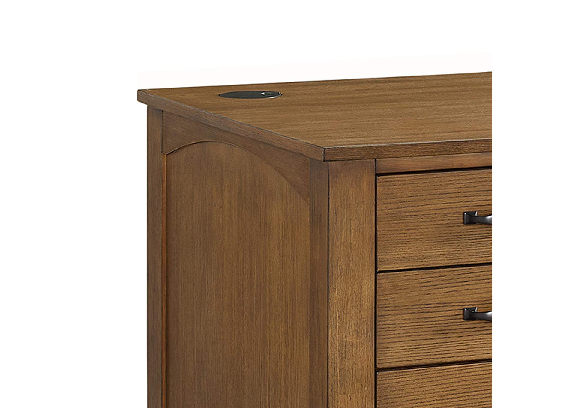 Portico Double Pedestal Desk With Power - USB In Brown Oak image 5