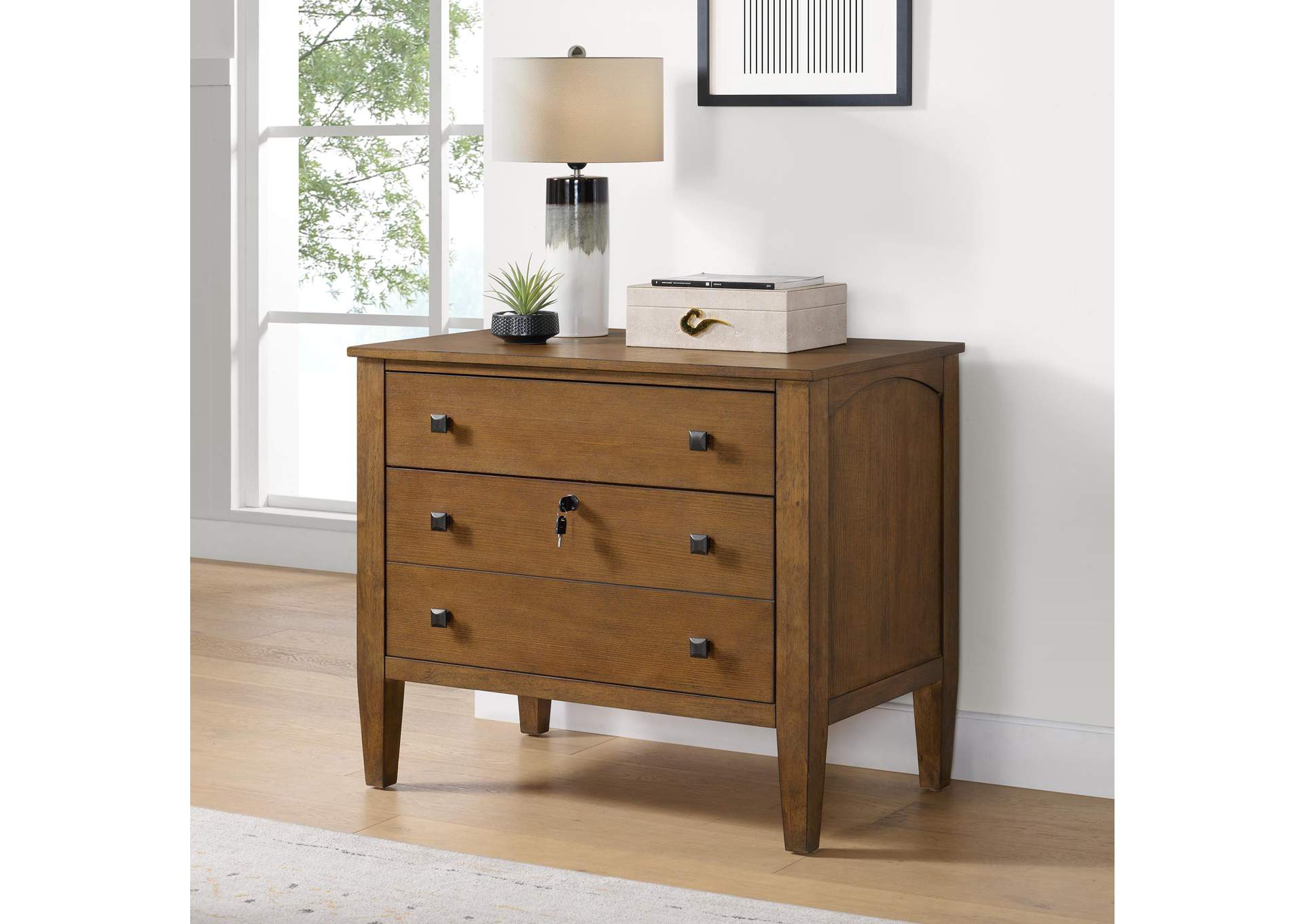 Portico File Cabinet In Brown Oak image 1