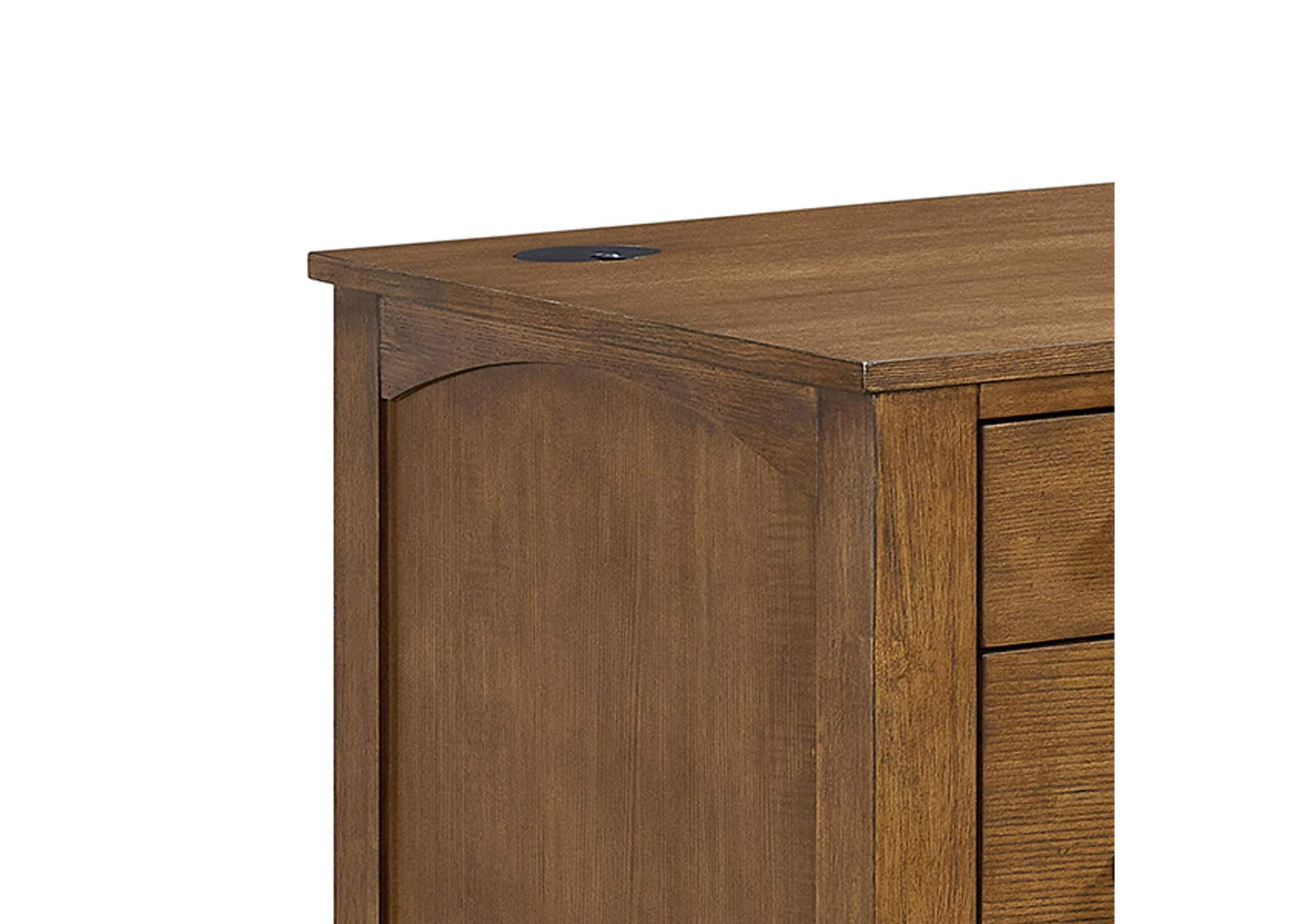 Portico Half Pedestal Desk With Power - USB In Brown Oak image 5