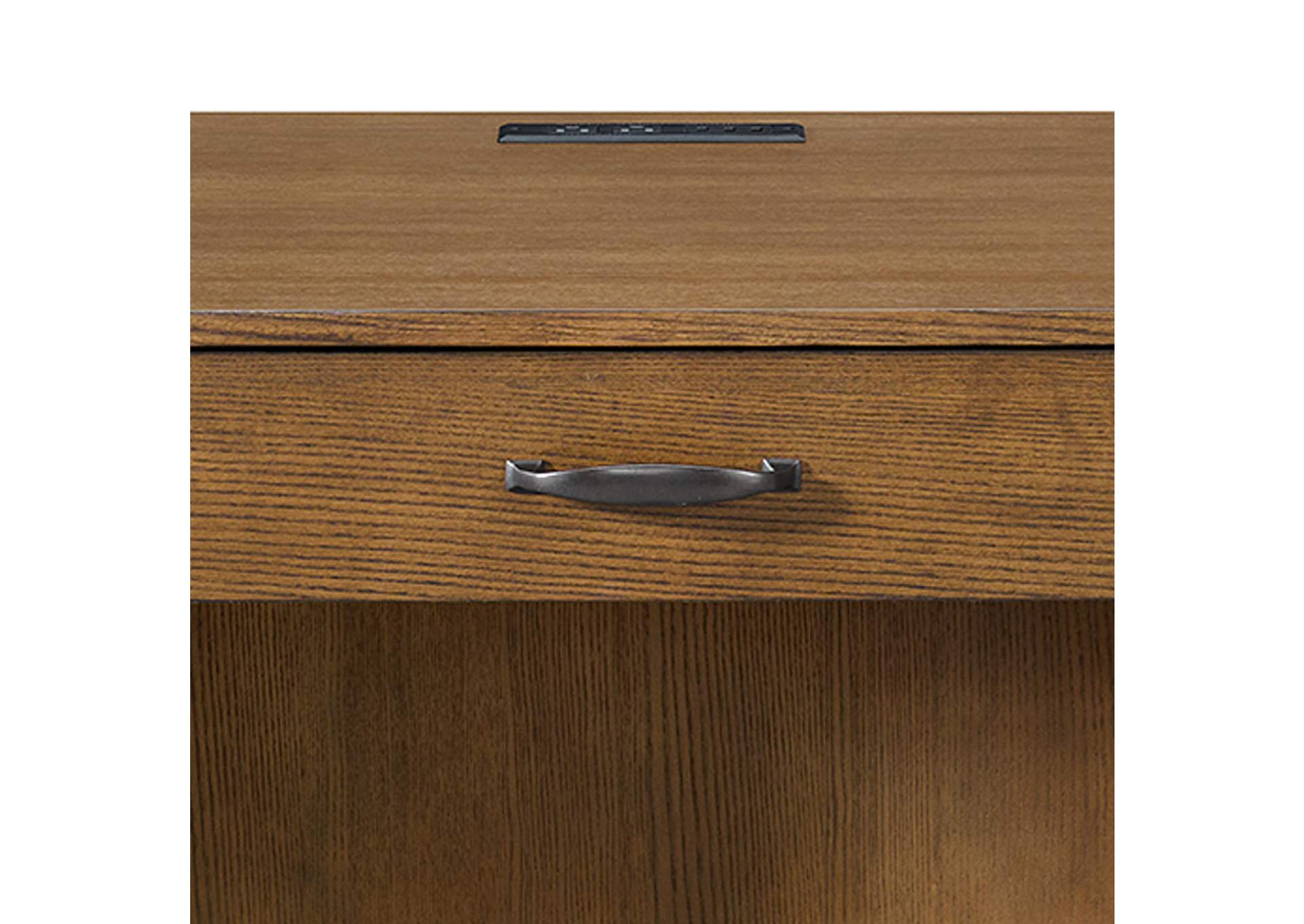 Portico Half Pedestal Desk With Power - USB In Brown Oak image 6