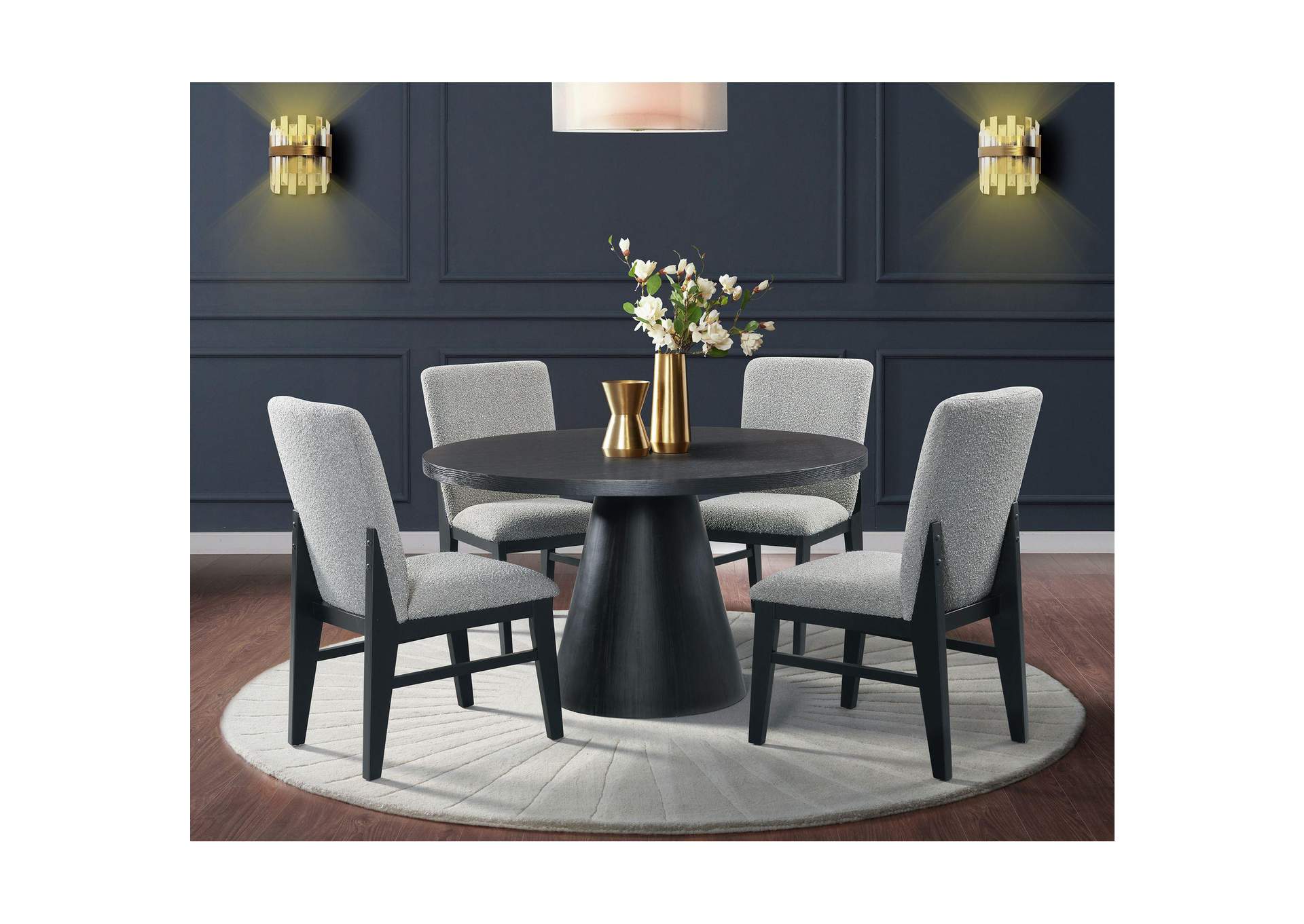 Portland Side Chair With Grey Fabric Pgy1113 - 4 In Black 2 Per Carton image 1