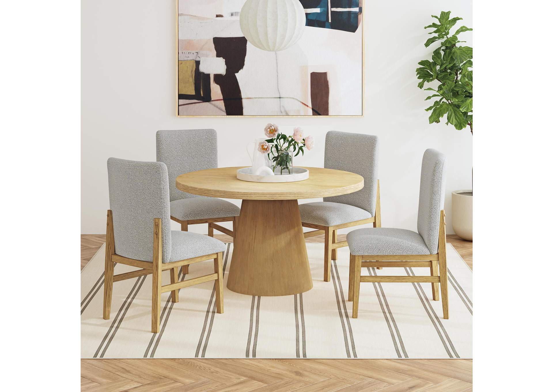 Portland Side Chair With Grey Fabric Pgy1113 - 4 In Natural 2 Per Carton image 1