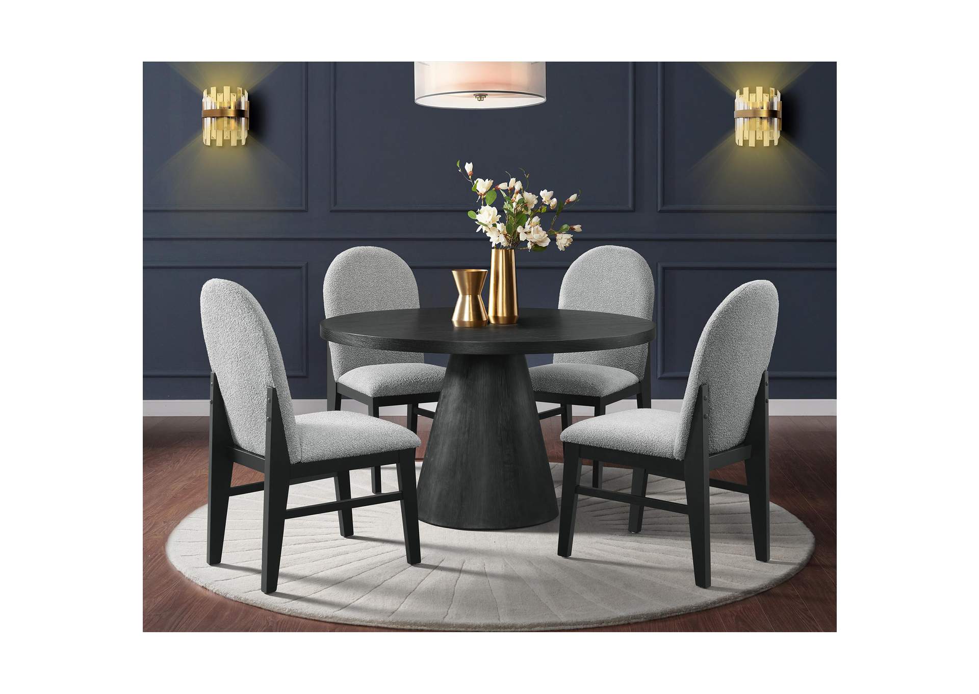 Portland Round Back Side Chair With Grey Fabric Pgy1113 - 4 In Black 2 Per Carton image 1