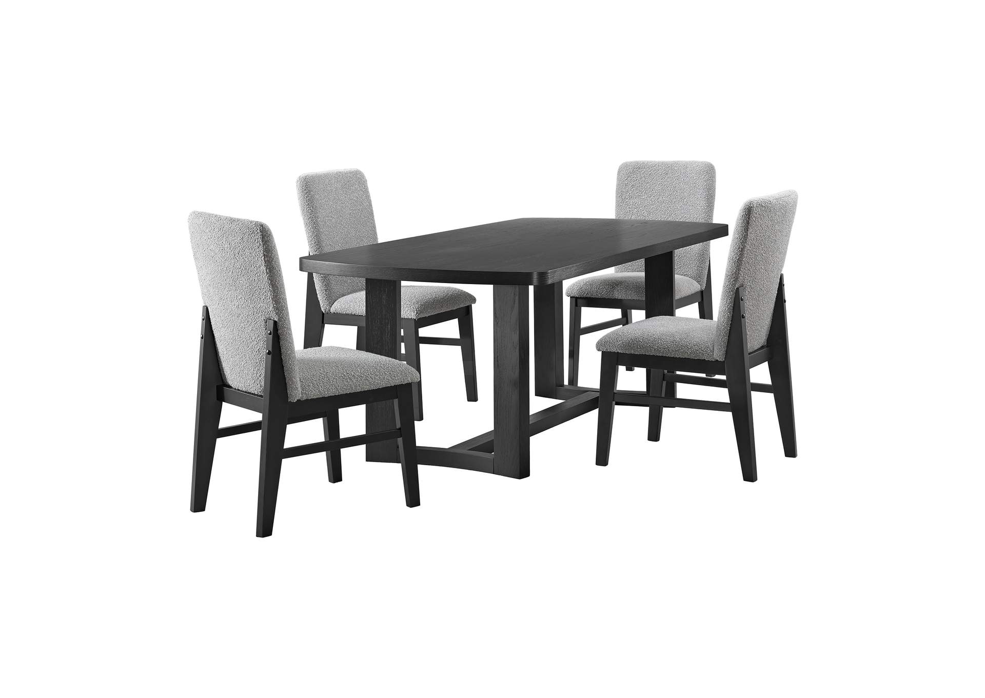 Portland 5 Piece Standard Height Dining Set In Black - Rectangular Table And Four Chairs image 5