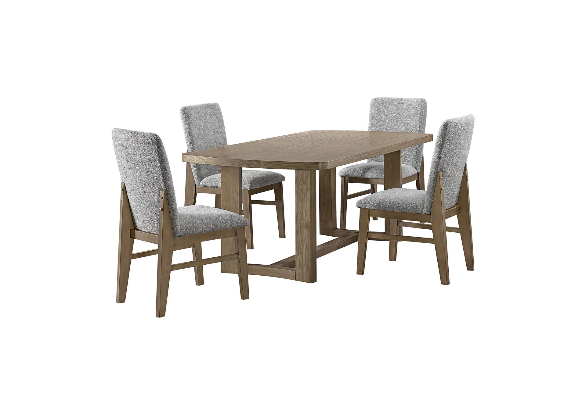 Portland 5 Piece Standard Height Dining Set In Grey - Rectangular Table And Four Chairs image 5