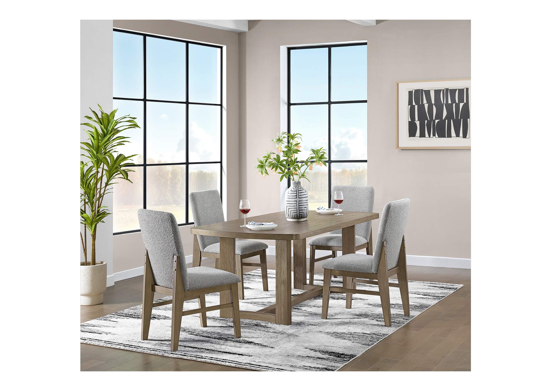 Portland 5 Piece Standard Height Dining Set In Grey - Rectangular Table And Four Chairs image 1