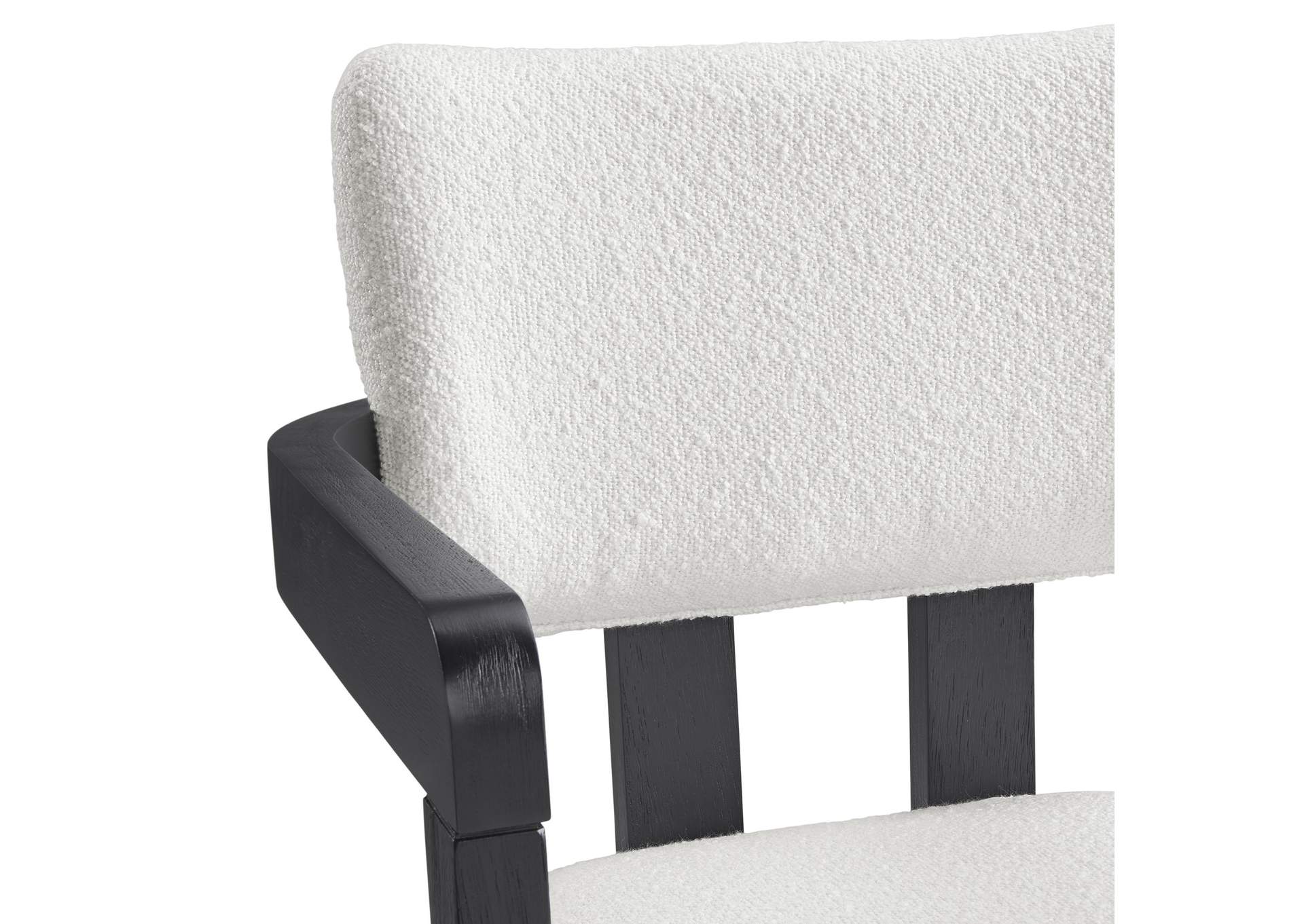 Portland Arm Chair With Snow White Fabric In Black 2 Per Carton image 4
