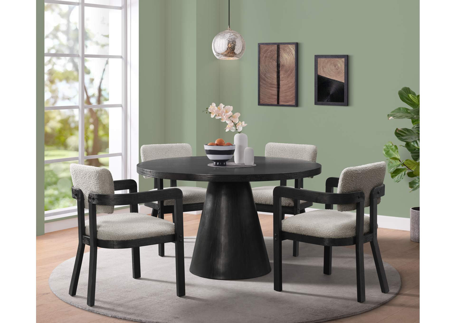 Portland 5 Piece Standard Height Dining Set In Black - Table And Four Chairs image 1