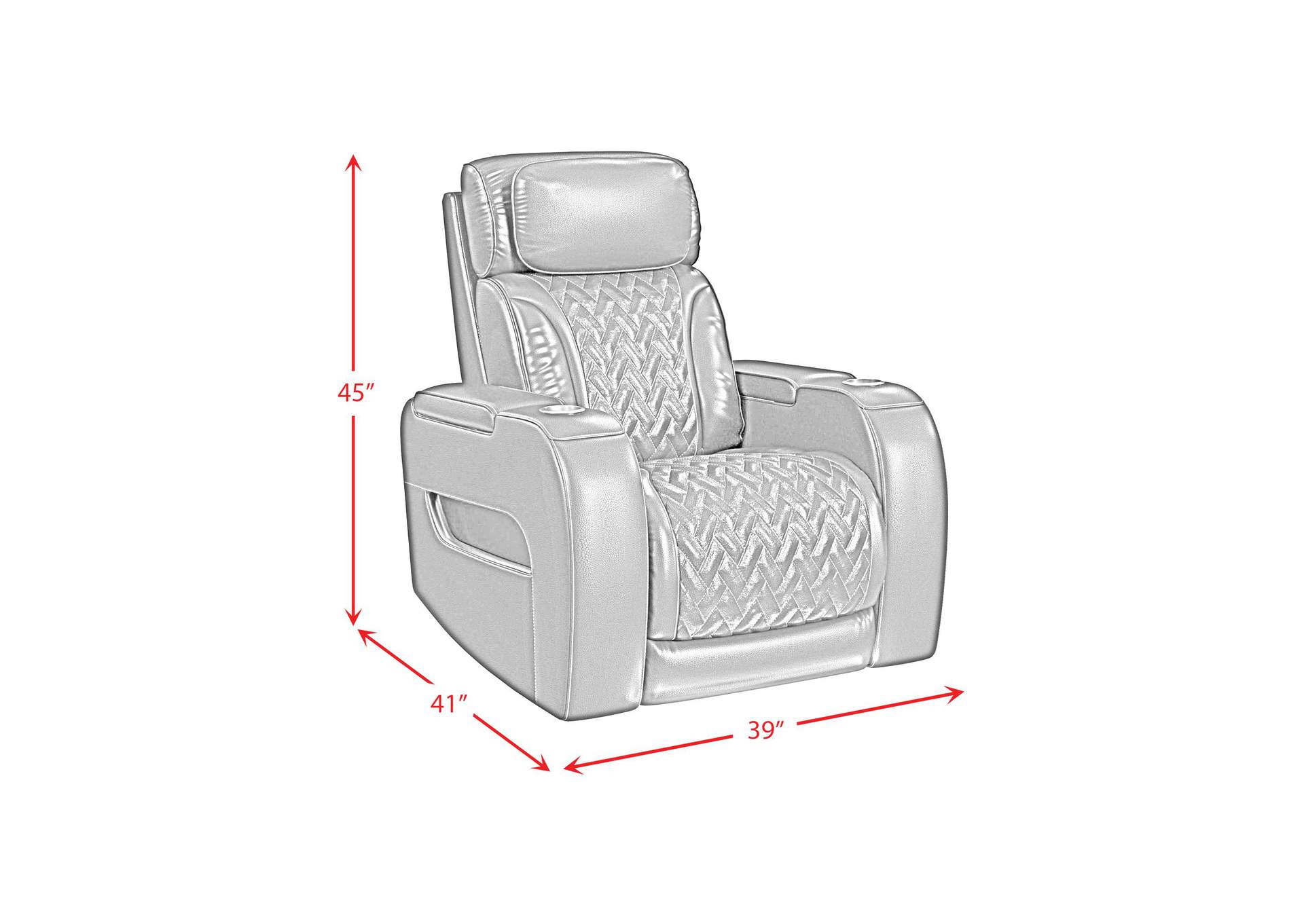 Prime Time P3 Recliner With Led And Wireless Charger Pocket In Jett Black With Red Stitching image 11