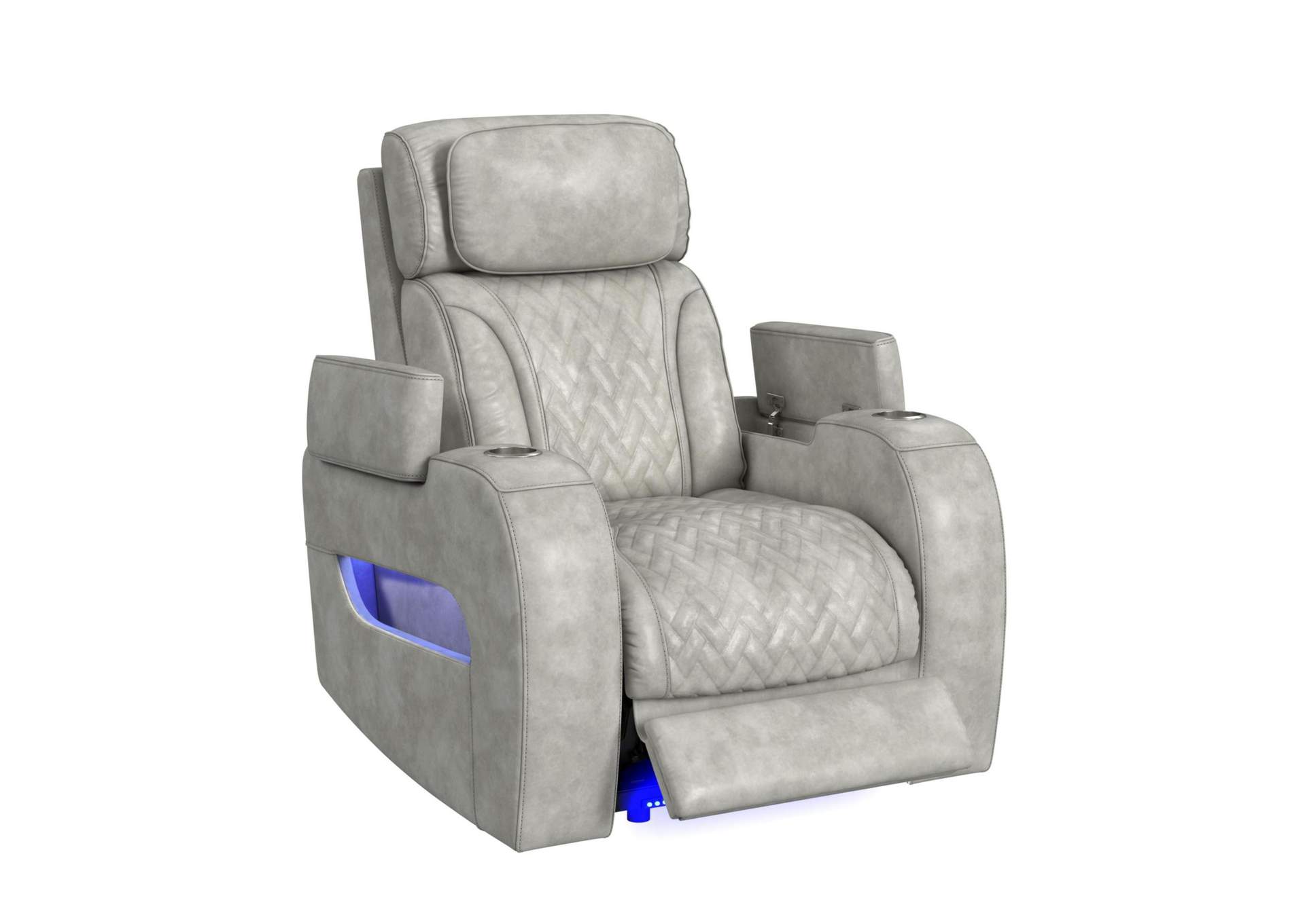 Prime Time P3 Recliner With Led And Wireless Charger Pocket In Leather Gel Lite Grey image 4