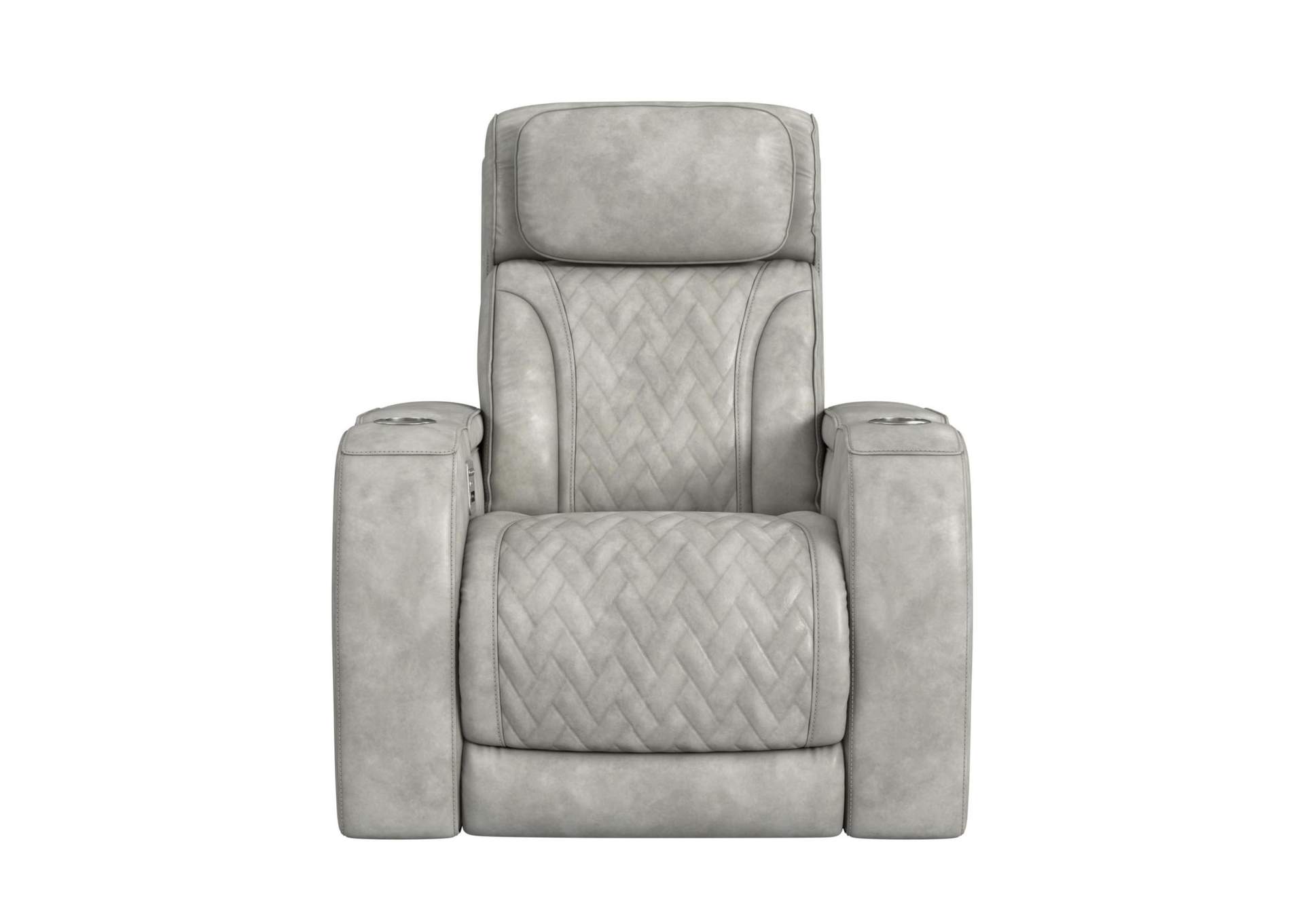 Prime Time P3 Recliner With Led And Wireless Charger Pocket In Leather Gel Lite Grey image 5