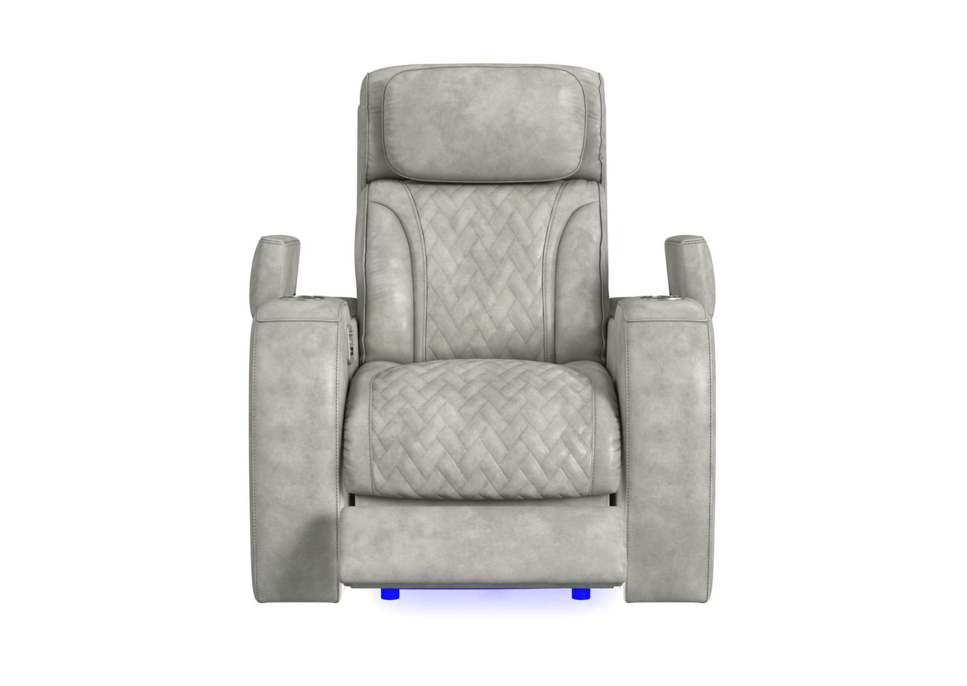 Prime Time P3 Recliner With Led And Wireless Charger Pocket In Leather Gel Lite Grey image 6
