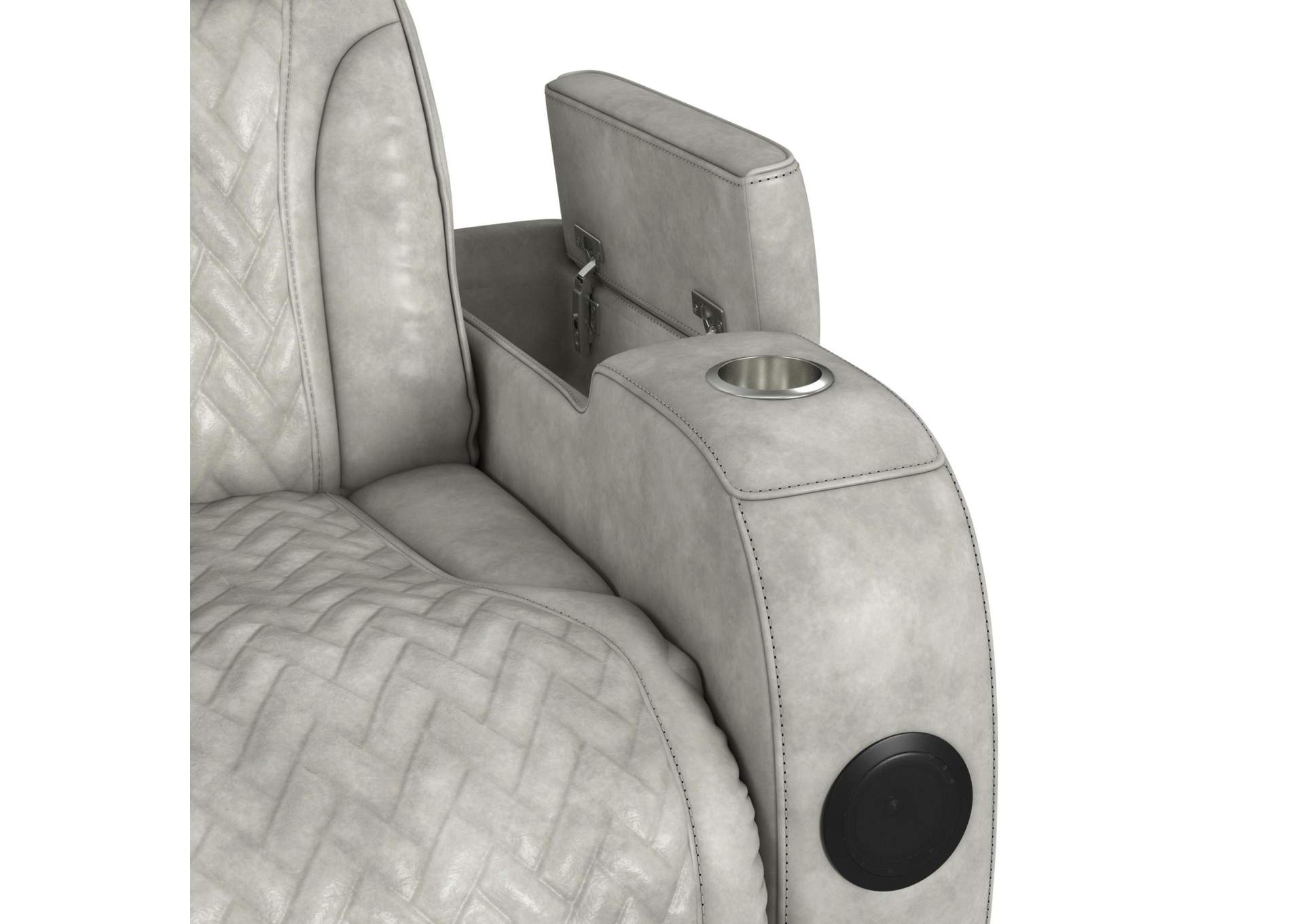 Prime Time P3 Sofa With I Table Reading Light Heat Massage Led And Speaker In Leather Gel Lite Grey image 10