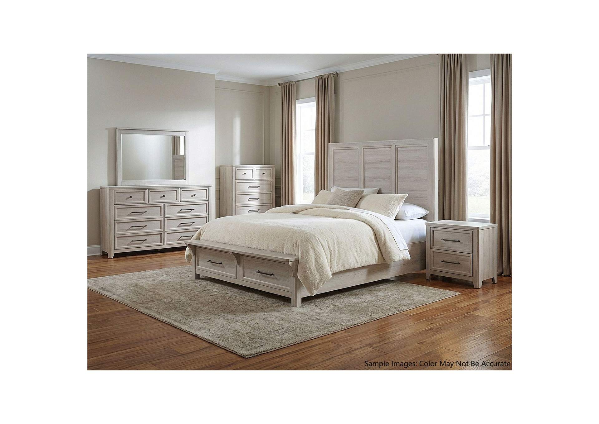 Rainier Queen Storage Bed In Off - White image 1