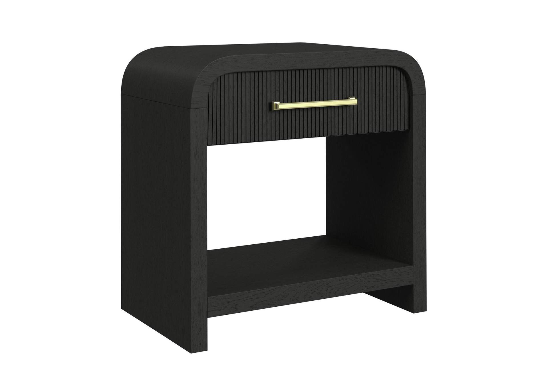 Ridgemont 1 - Drawer Nightstand With USB In Black With Grain image 6