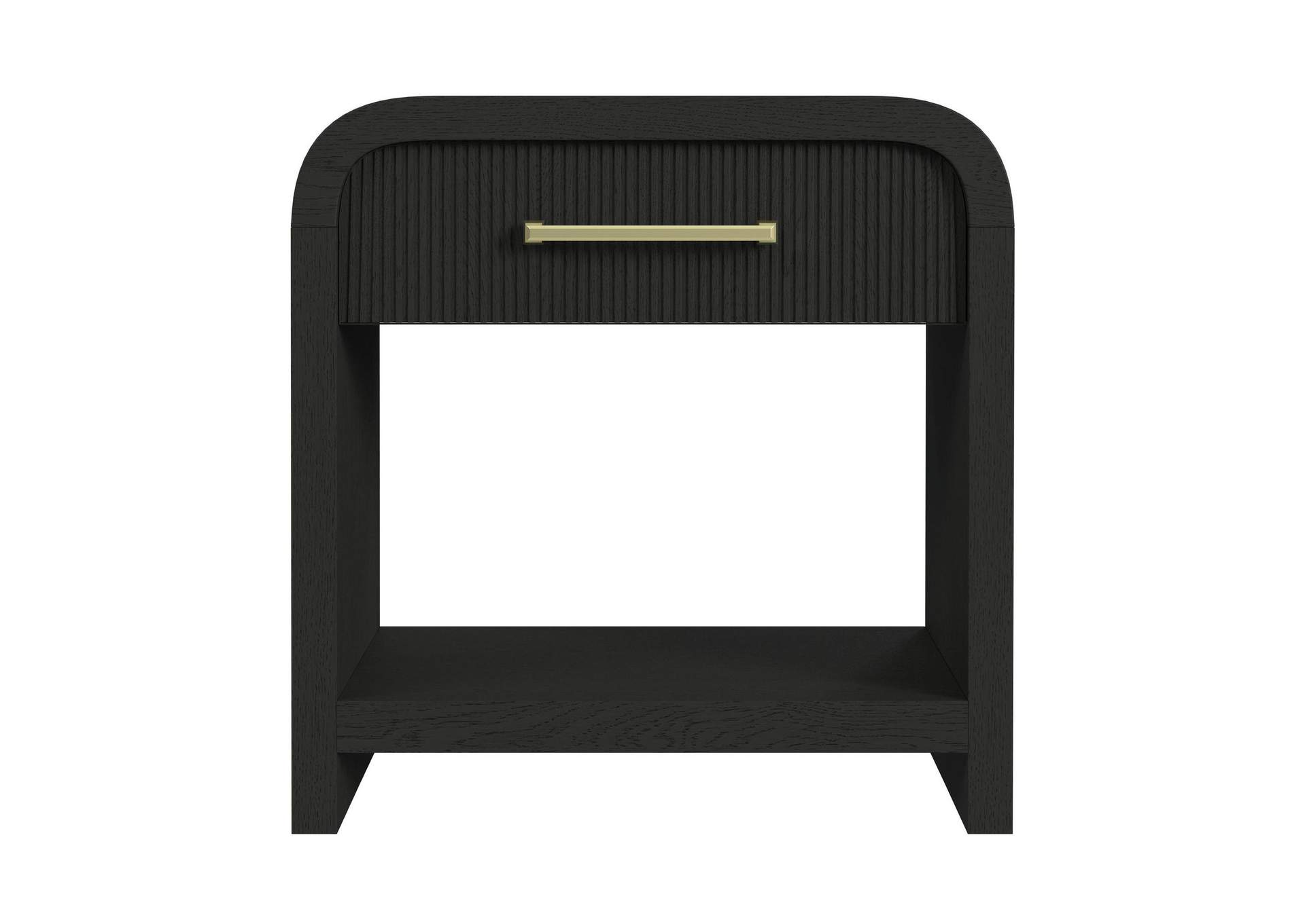 Ridgemont 1 - Drawer Nightstand With USB In Black With Grain image 7
