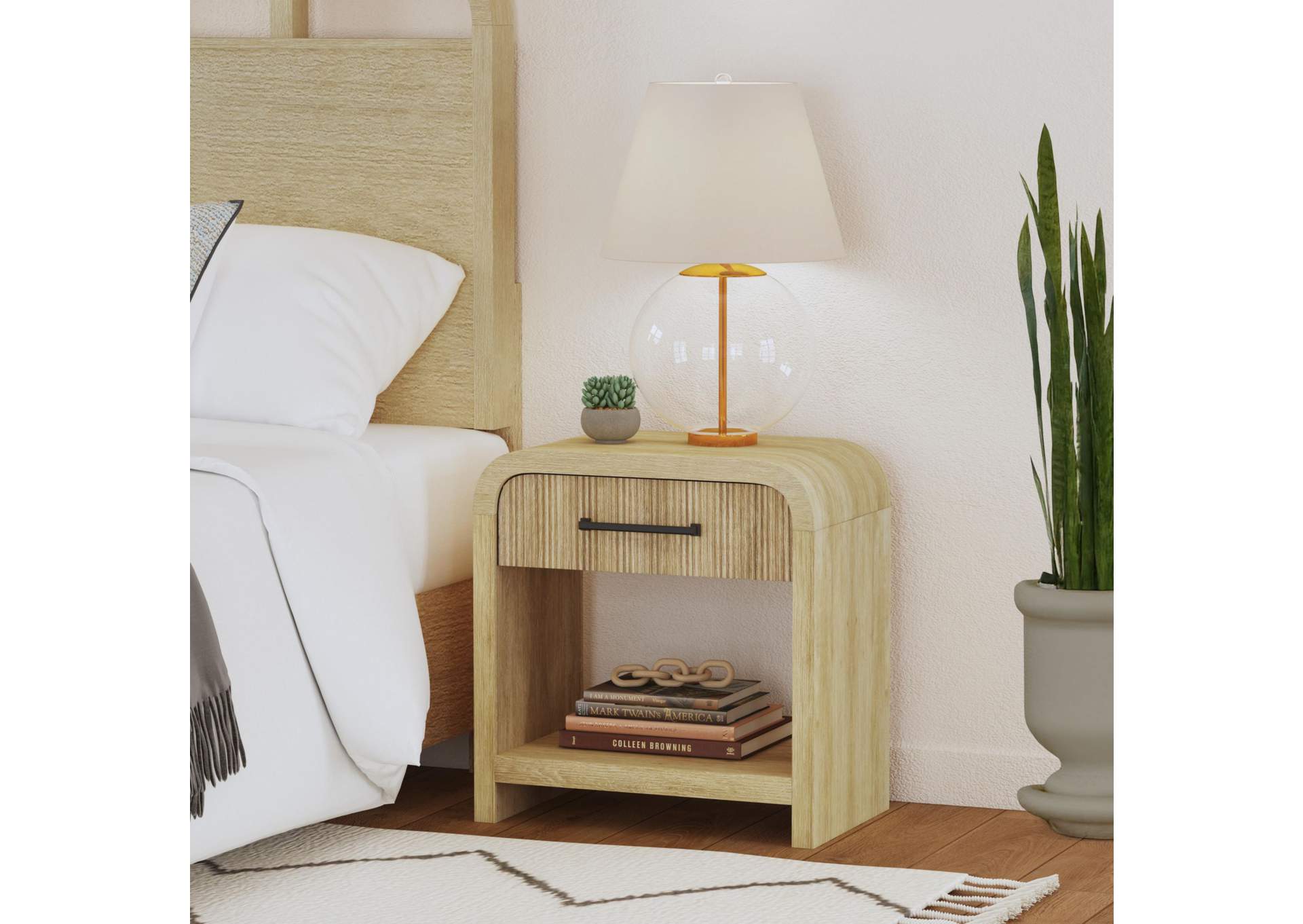 Ridgemont 1 - Drawer Nightstand With USB In Natural image 1