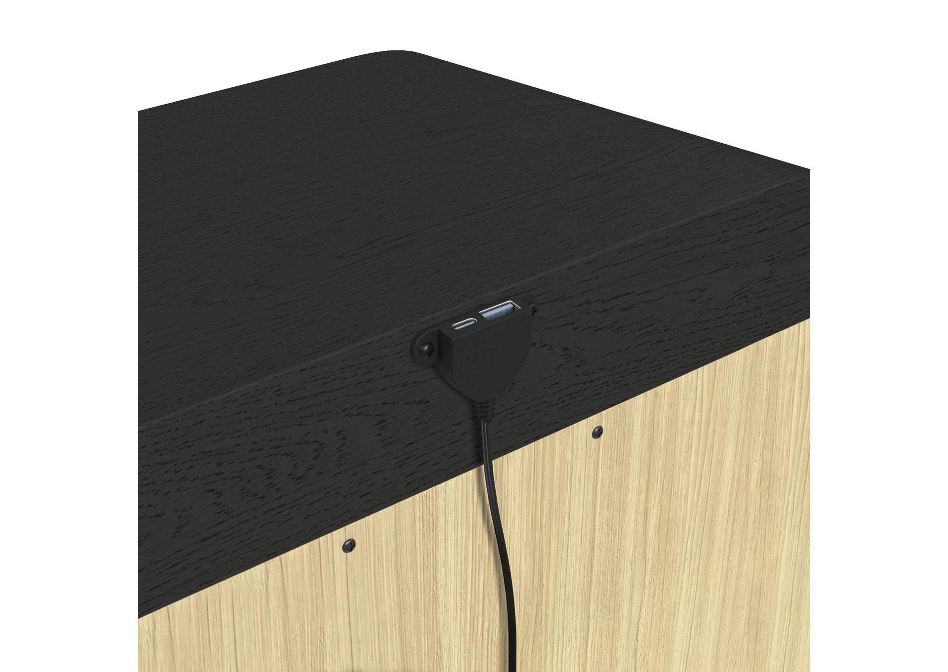 Ridgemont 2 - Drawer Nightstand With USB In Black With Grain image 6
