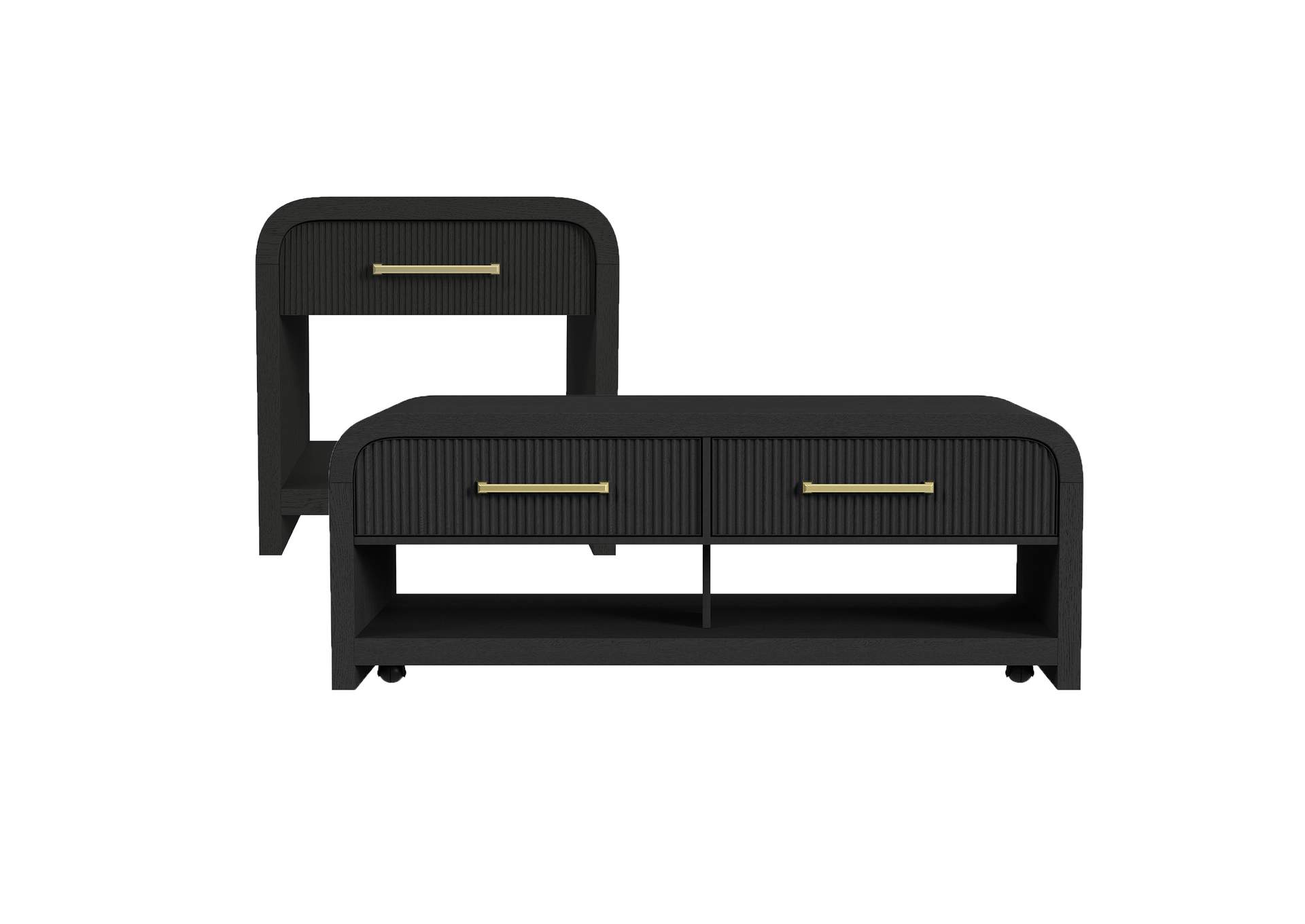 Ridgemont 2 Piece Occasional Table Set In Black With Grain - Coffee Table End Table image 5