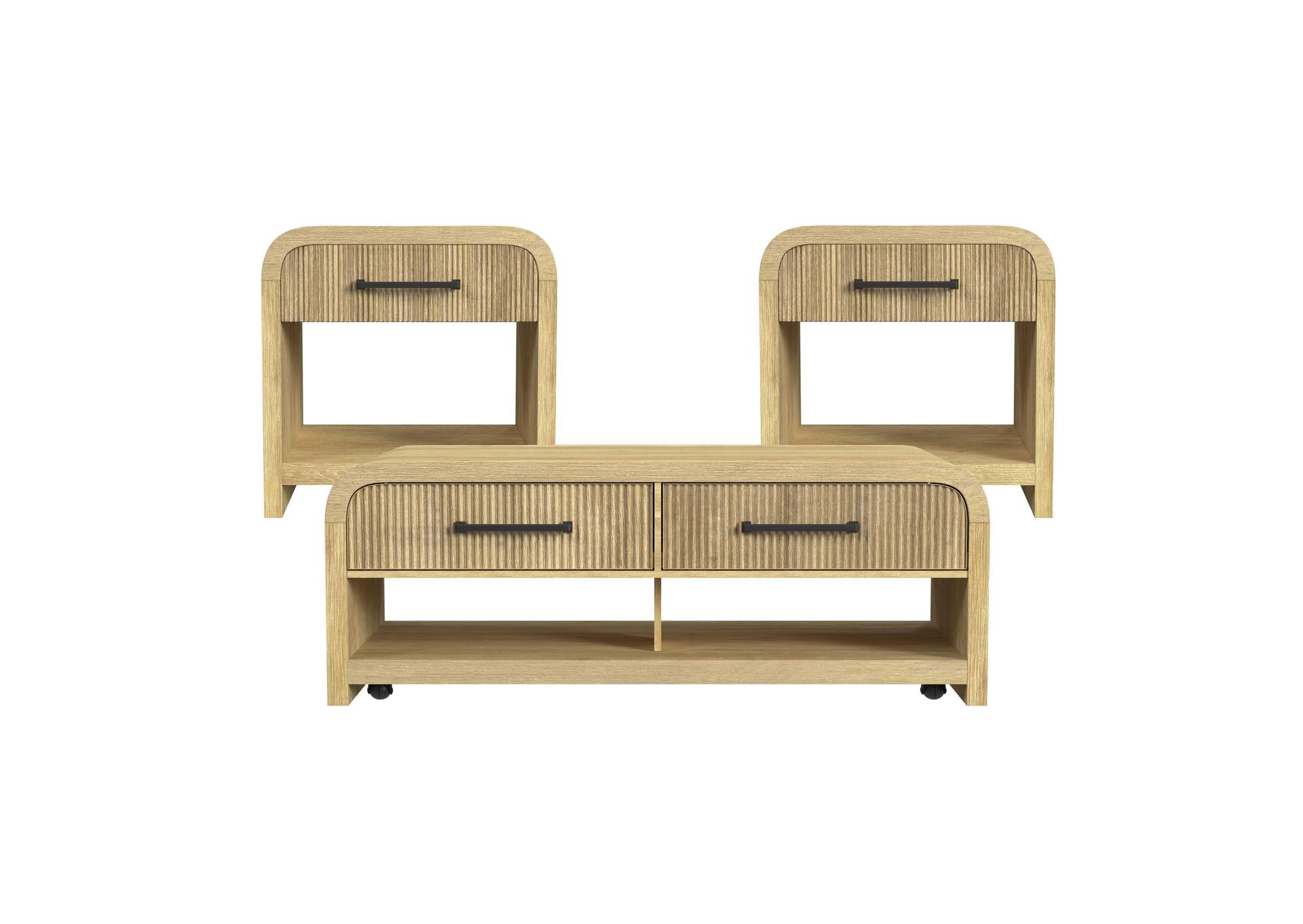 Ridgemont 3 Piece Occasional Table Set In Natural - Coffee Table Two End Table image 5