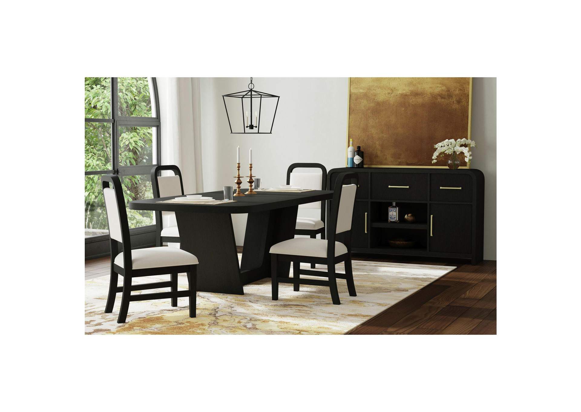 Ridgemont Rectangular Dining Table In Black With Grain image 1