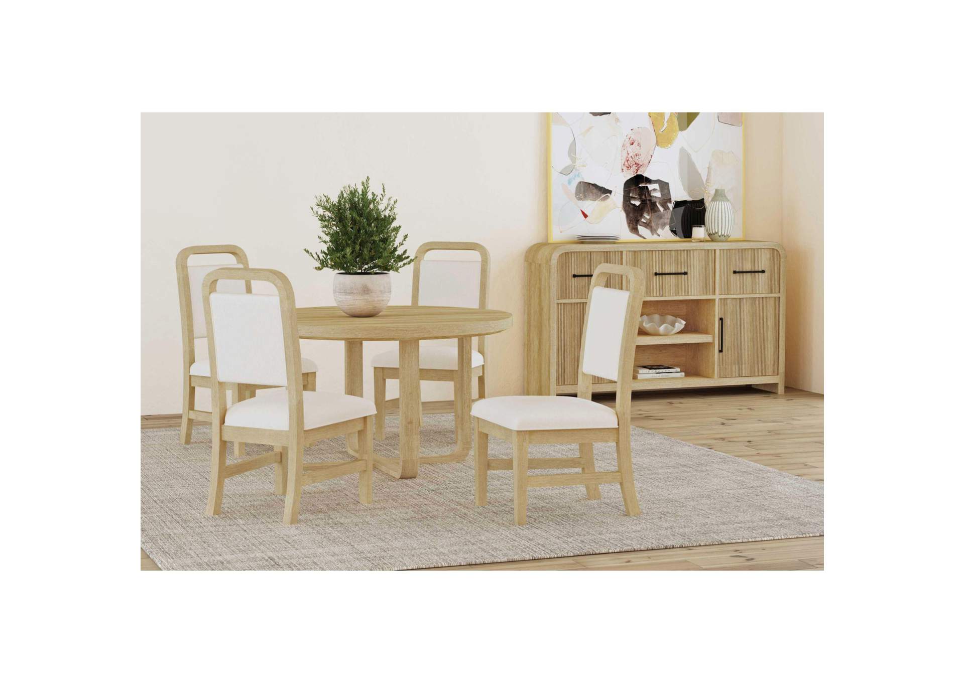 Ridgemont Dining Side Chair With White Fabric In Natural 2 Per Carton image 1