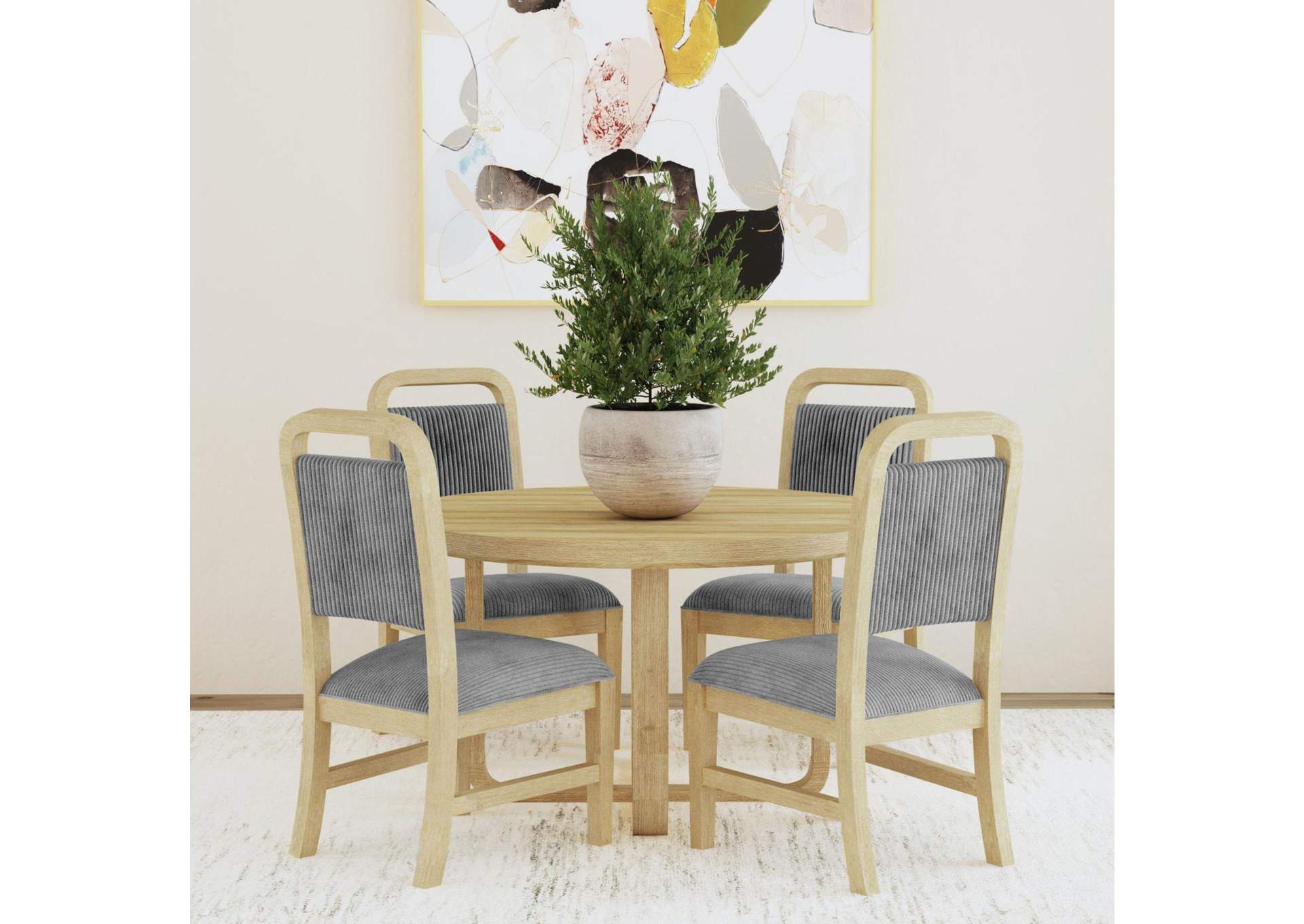 Ridgemont Dining Side Chair With Grey Fabric In Natural 2 Per Carton image 1