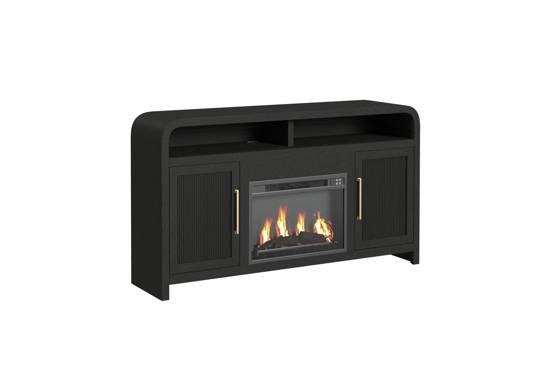 Ridgemont Complete Fireplace Cabinet In Black With Grain - Single Pack image 3