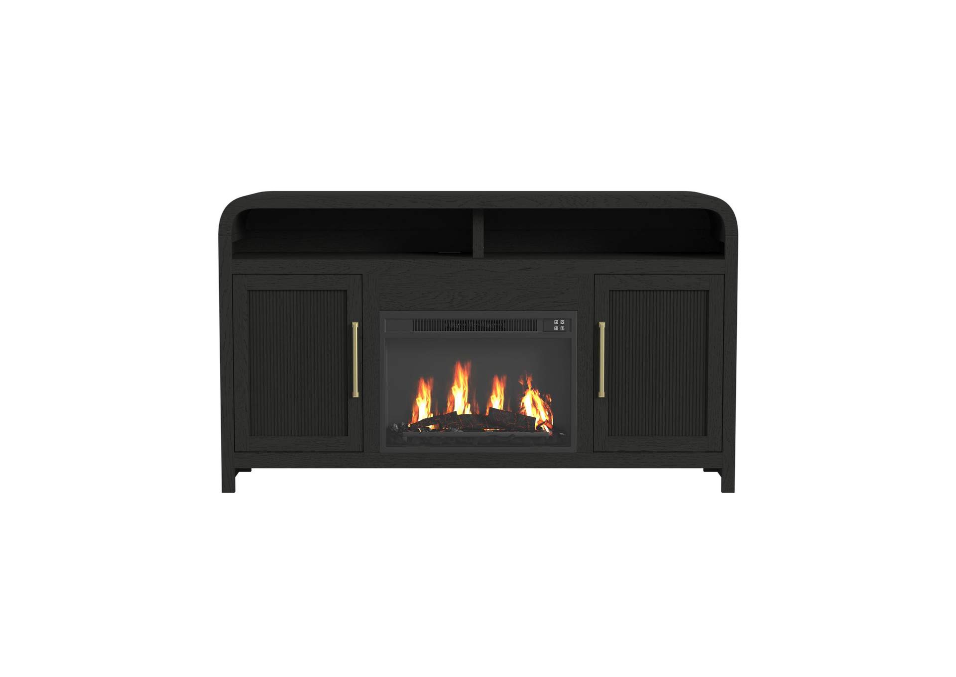 Ridgemont Complete Fireplace Cabinet In Black With Grain - Single Pack image 4