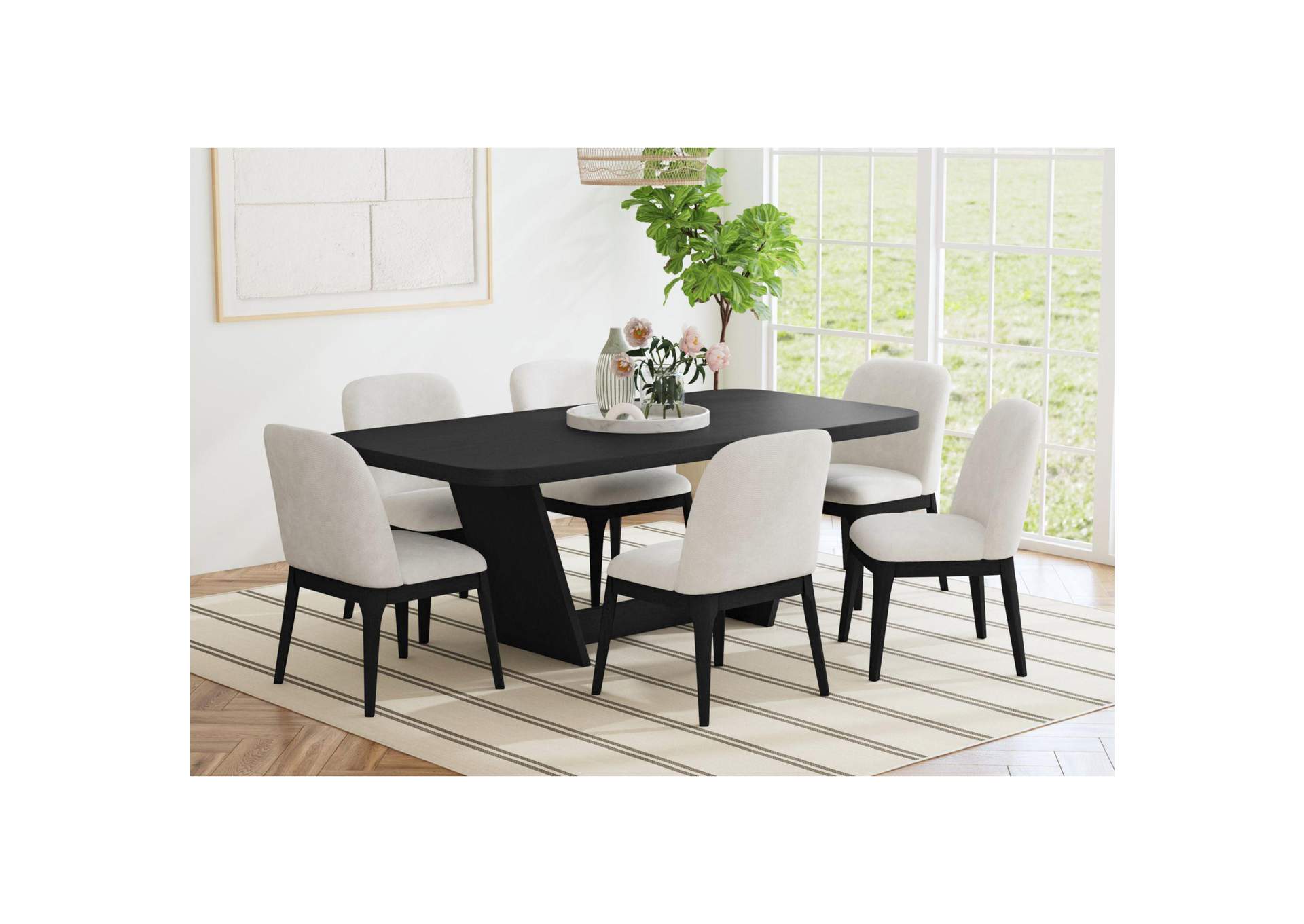 Ridgemont Rectangular Dining Table In Black With Grain image 1