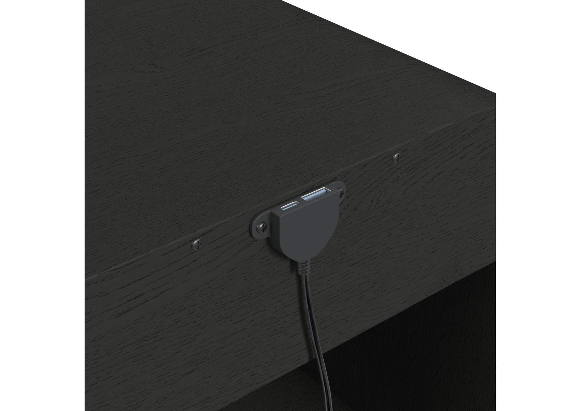 Ridgemont End Table With USB In Black With Grain image 4