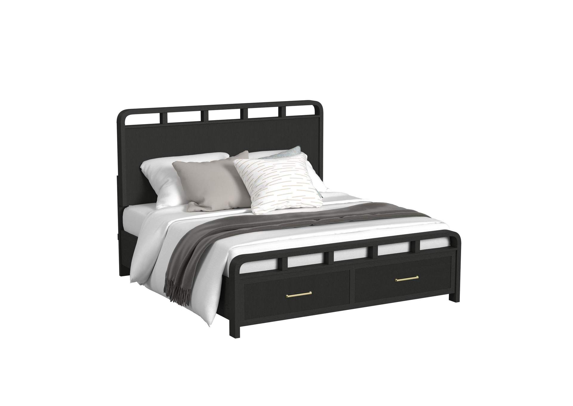 Ridgemont King Storage Bed In Black With Grain image 3