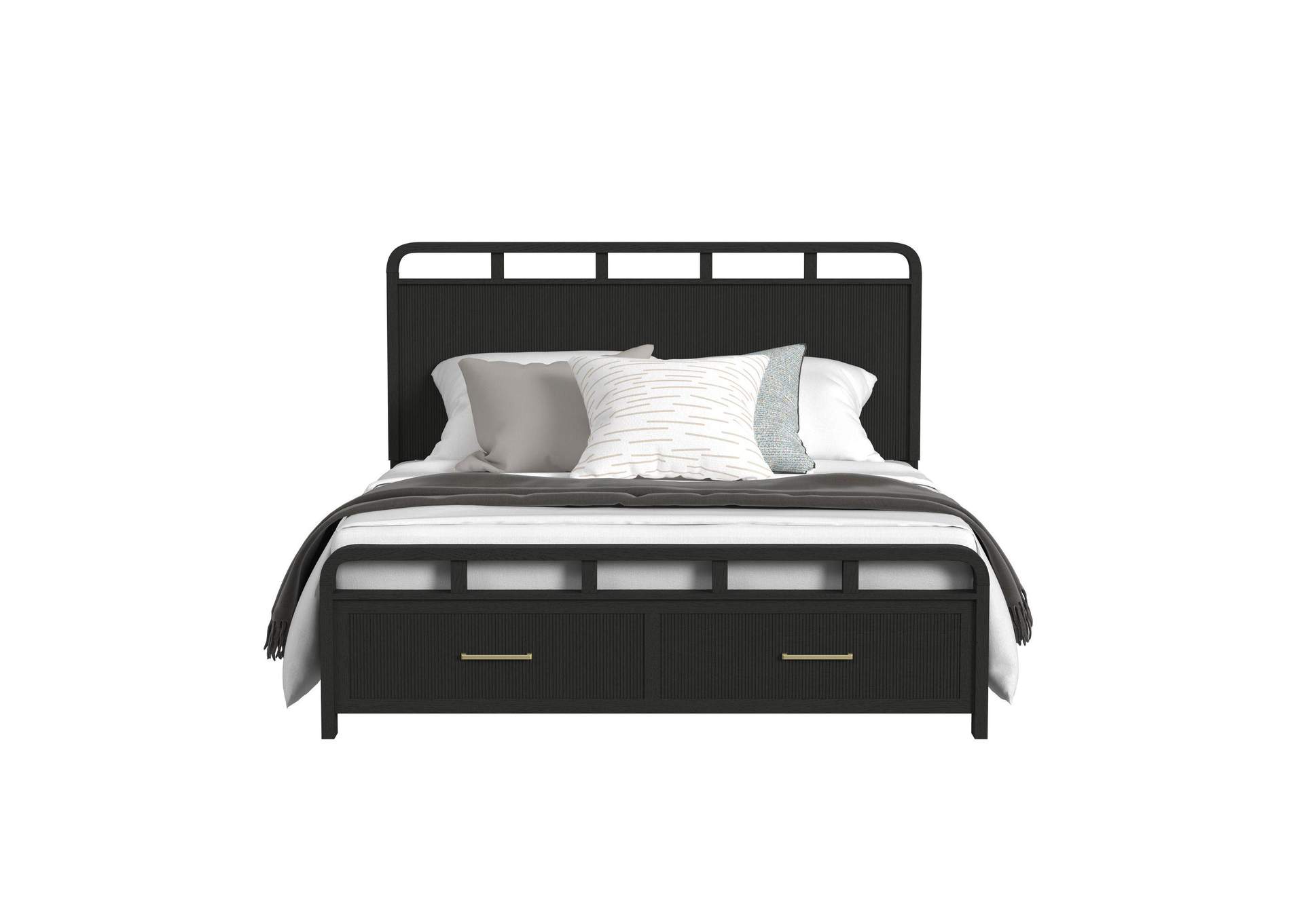 Ridgemont King Storage Bed In Black With Grain image 4