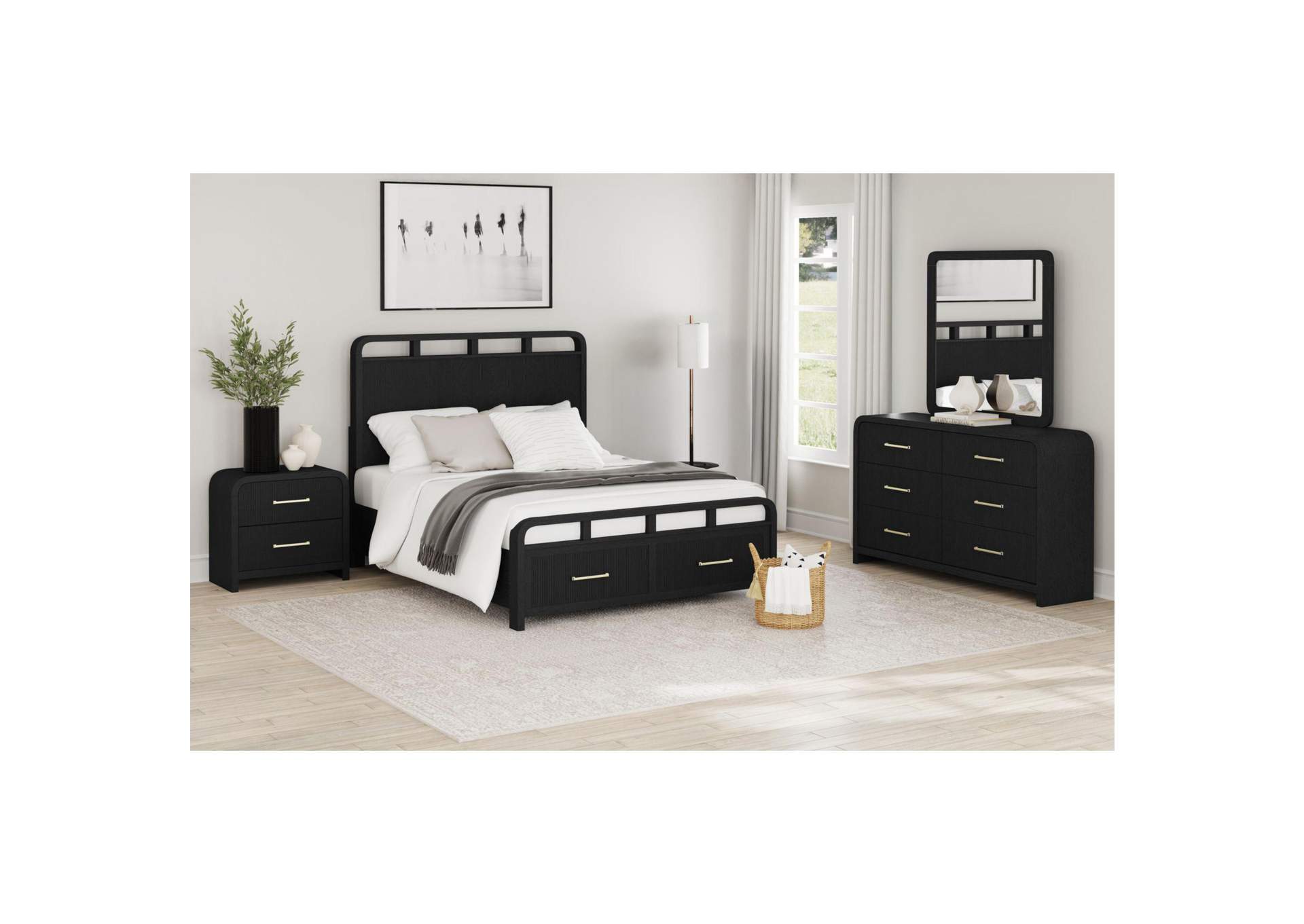 Ridgemont Queen Storage Bed In Black With Grain image 1