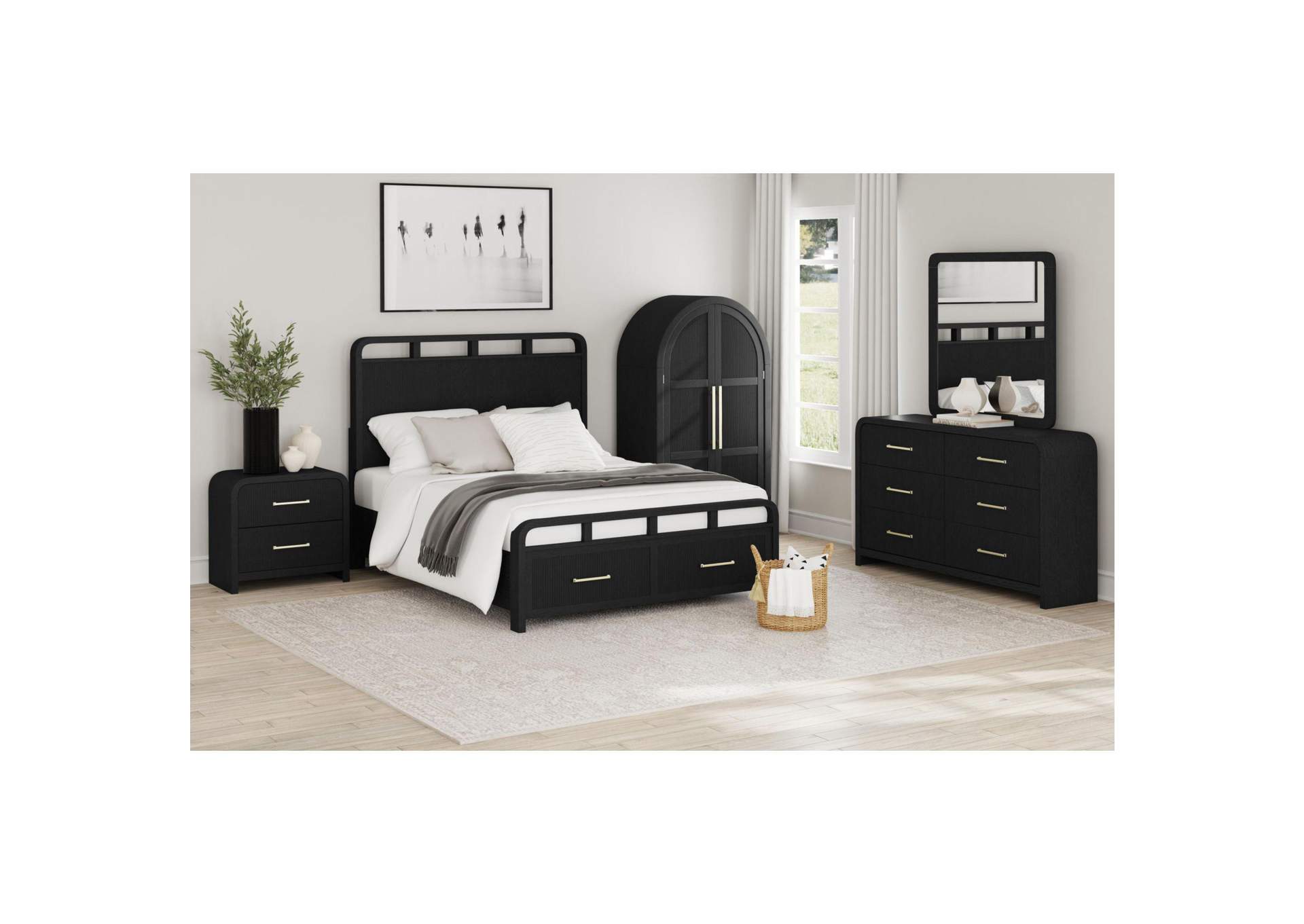 Ridgemont Large Bookcase In Black With Grain image 1